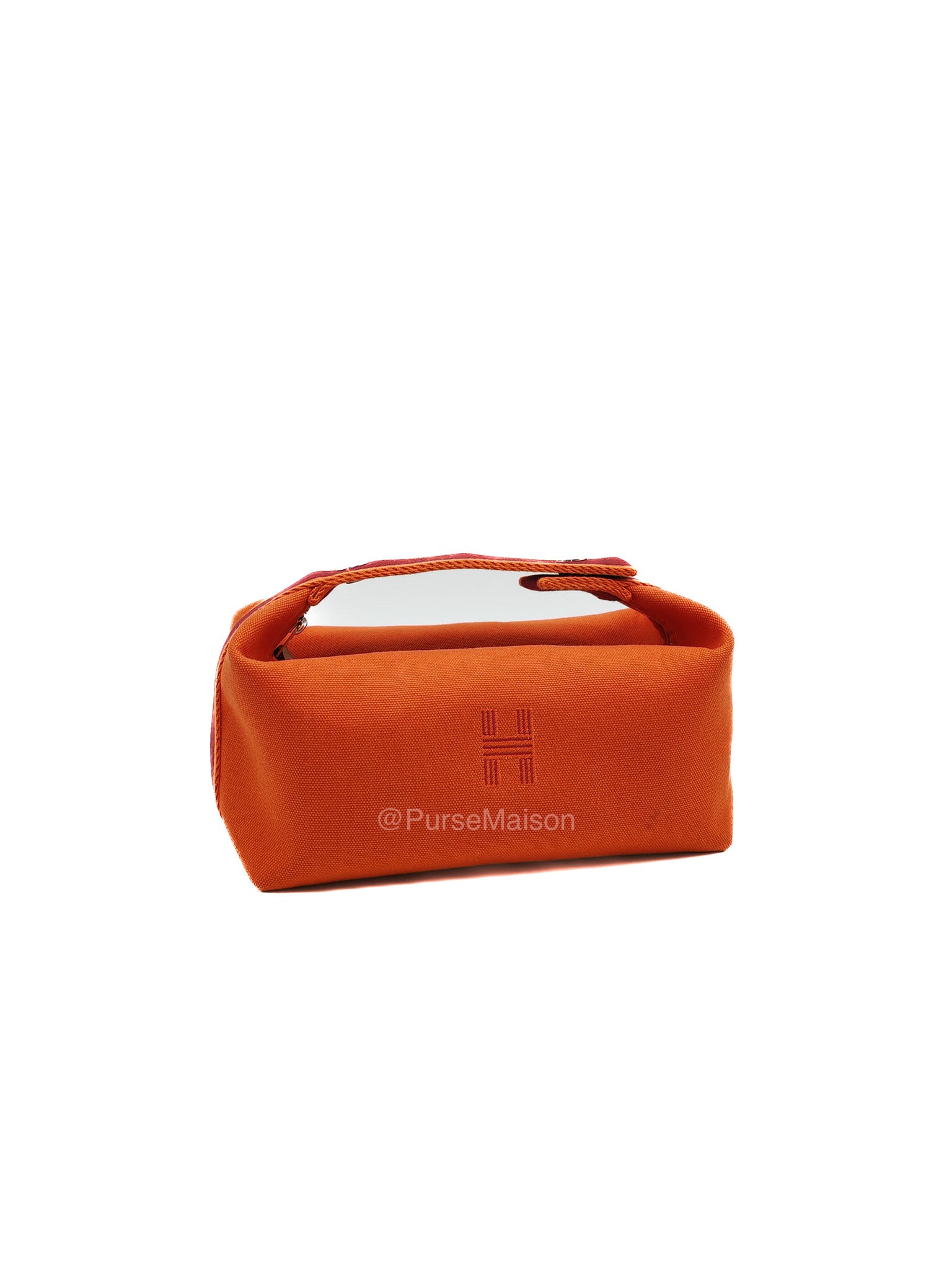 Hermes Bride-a-Brac Vanity Case in Orange Toile Canvas and Palladium Hardware | Purse Maison Luxury Bags Shop