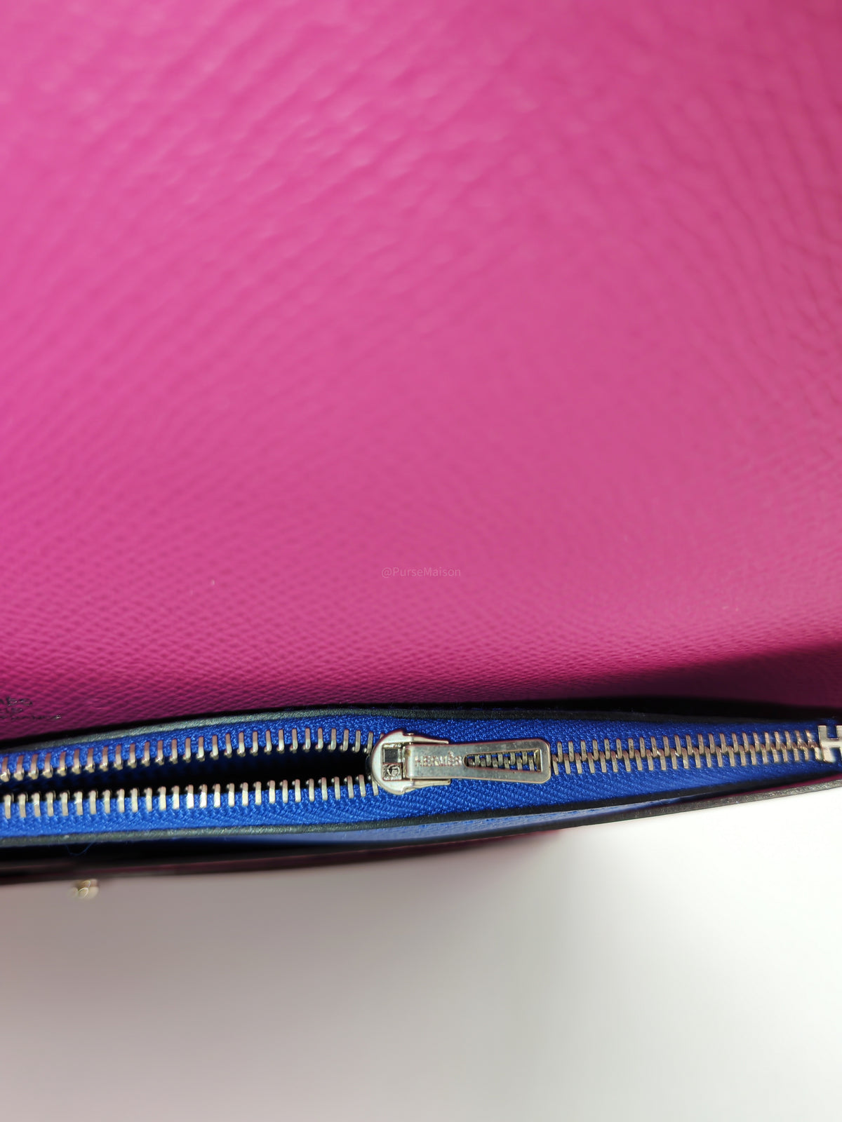 Hermes Calvi Pouch in Rose Pourpre Epsom Leather and Palladium Hardware Stamp C (2018) | Purse Maison Luxury Bags Shop