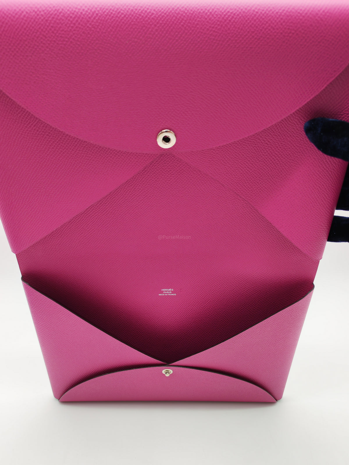 Hermes Calvi Pouch in Rose Pourpre Epsom Leather and Palladium Hardware Stamp C (2018) | Purse Maison Luxury Bags Shop