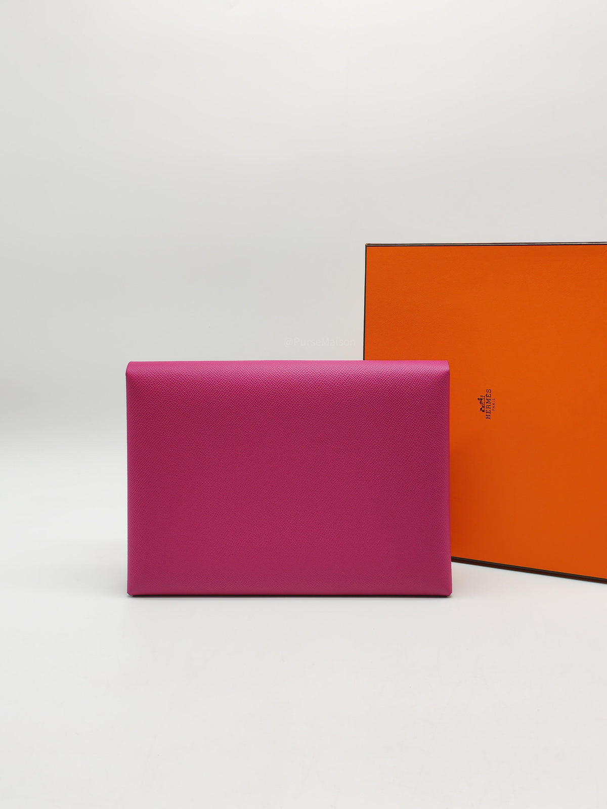Hermes Calvi Pouch in Rose Pourpre Epsom Leather and Palladium Hardware Stamp C (2018) | Purse Maison Luxury Bags Shop