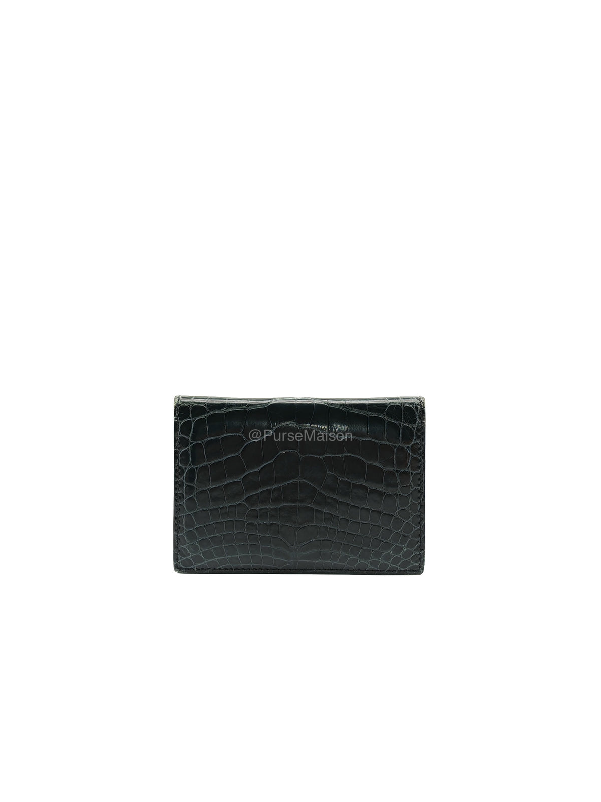 Hermes Card Holder in Vert Fonce Shiny Alligator Leather Stamp Y(2020) | Purse Maison Luxury Bags Shop