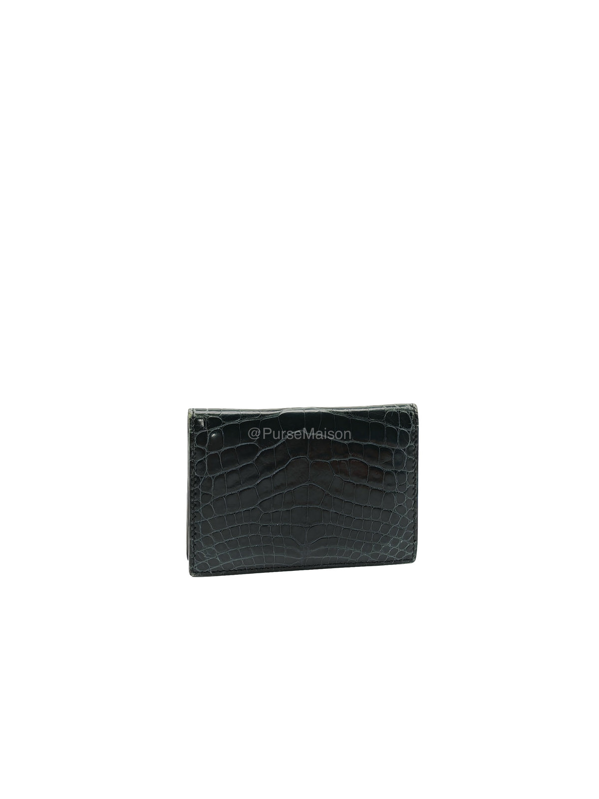Hermes Card Holder in Vert Fonce Shiny Alligator Leather Stamp Y(2020) | Purse Maison Luxury Bags Shop