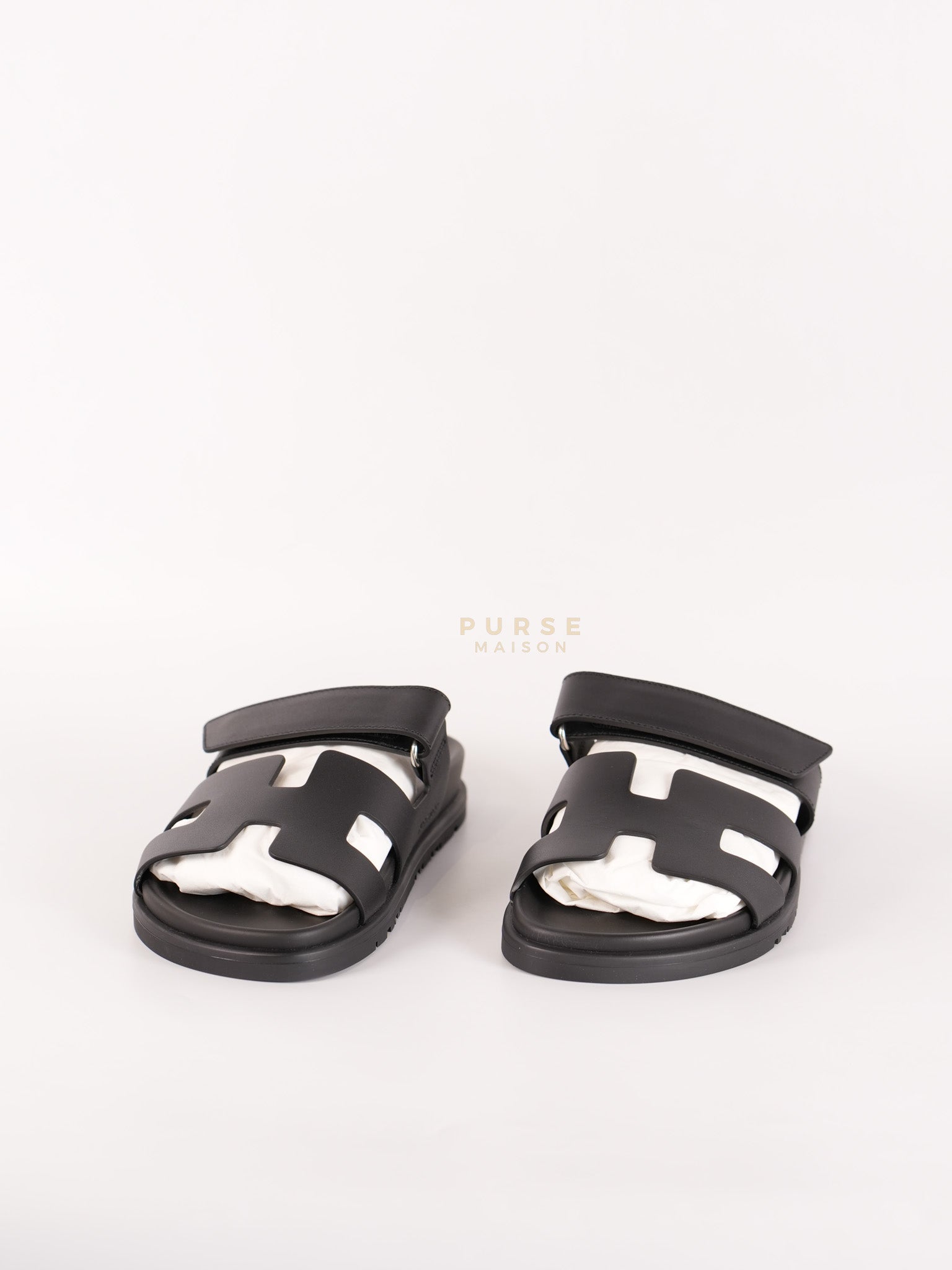 Chypre Black Sandals Size 38 EU (24cm) | Purse Maison Luxury Bags Shop
