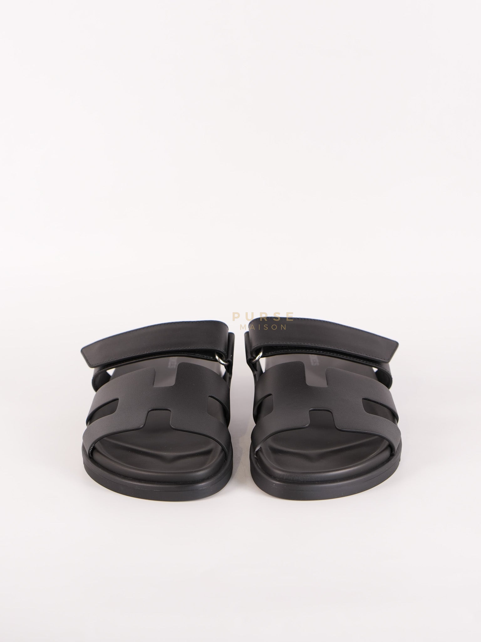 Chypre Black Sandals Size 38 EU (24cm) | Purse Maison Luxury Bags Shop