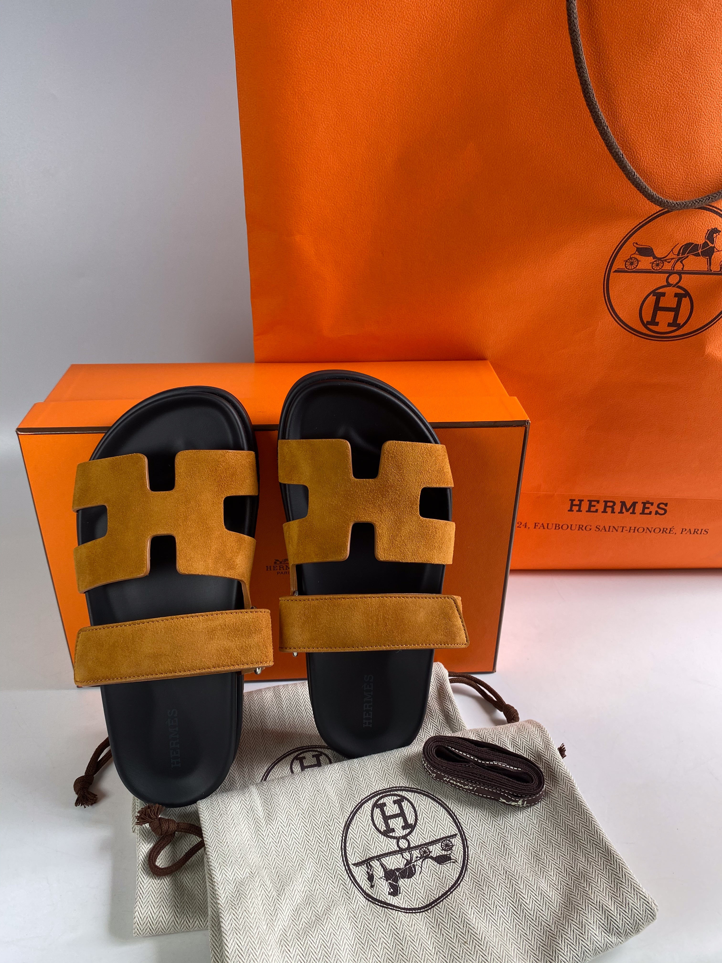 Hermes Chypre Brown in Suede Women Size 36.5