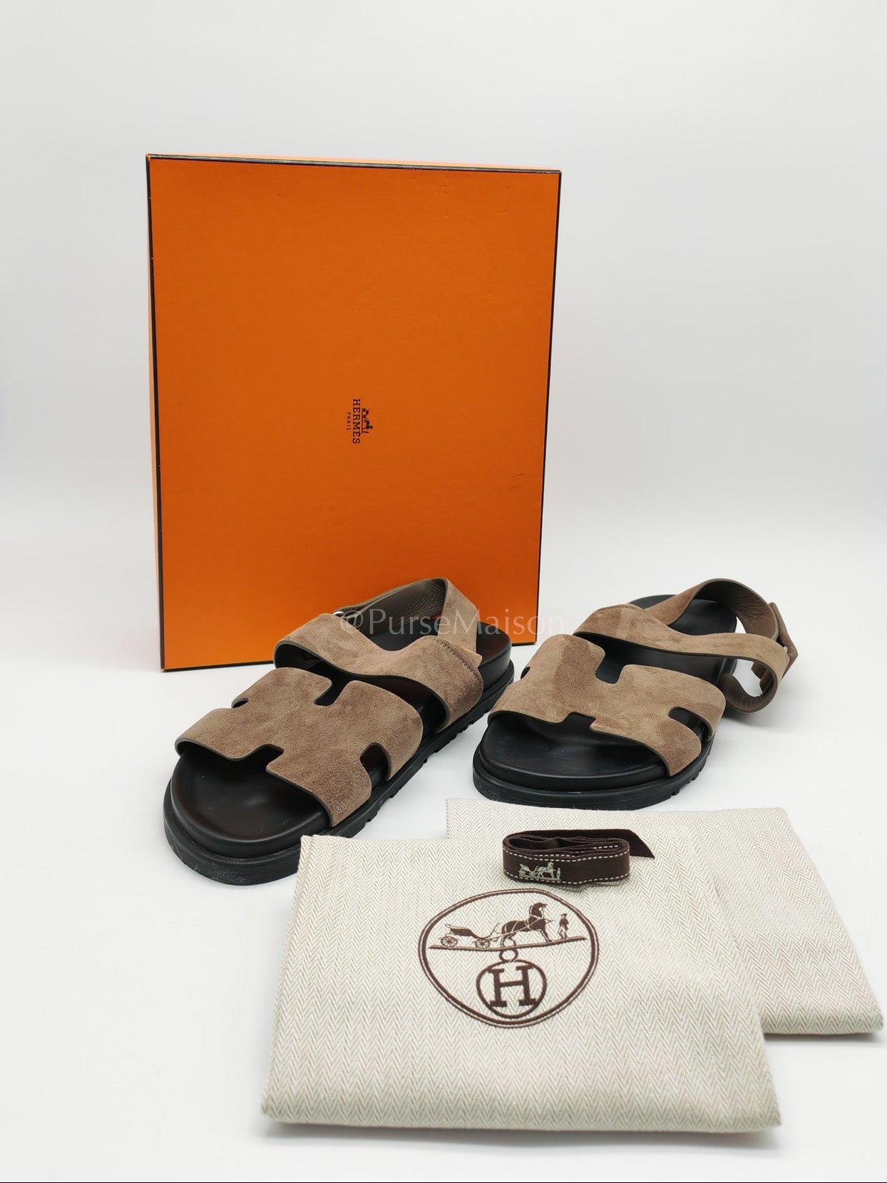 Chypre in Brown Suede Leather Sandals Size 41 EU (26cm) | Purse Maison Luxury Bags Shop