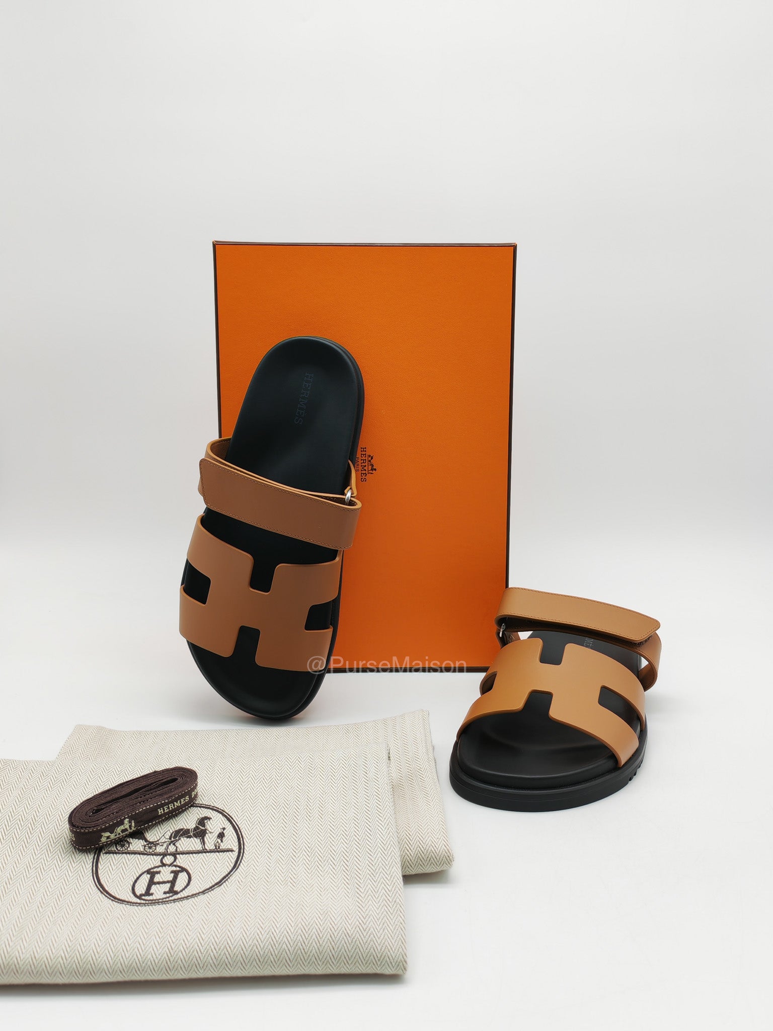 Hermes Chypre Sandal in Naturel Calfskin Leather Size 37 EU (24 cm) | Purse Maison Luxury Bags Shop
