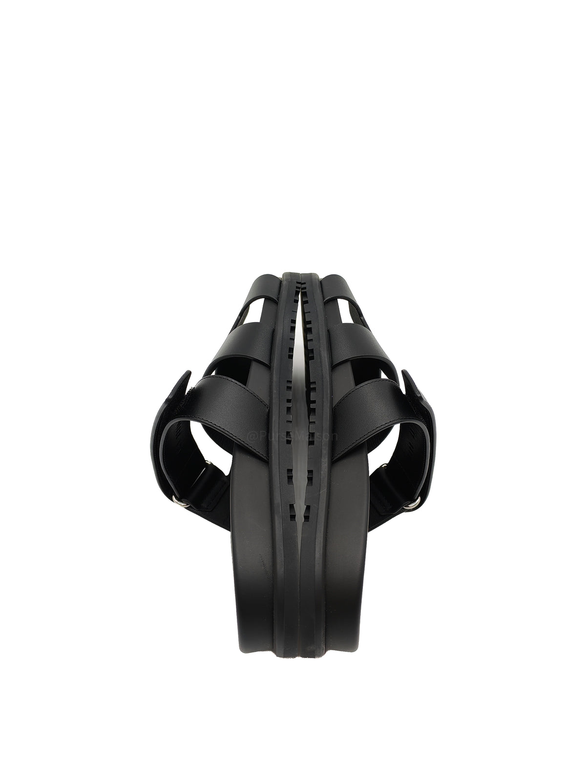 Hermes Chypre Sandals in Black/Noir Calfskin Leather Size 37 EU (24 cm) | Purse Maison Luxury Bags Shop