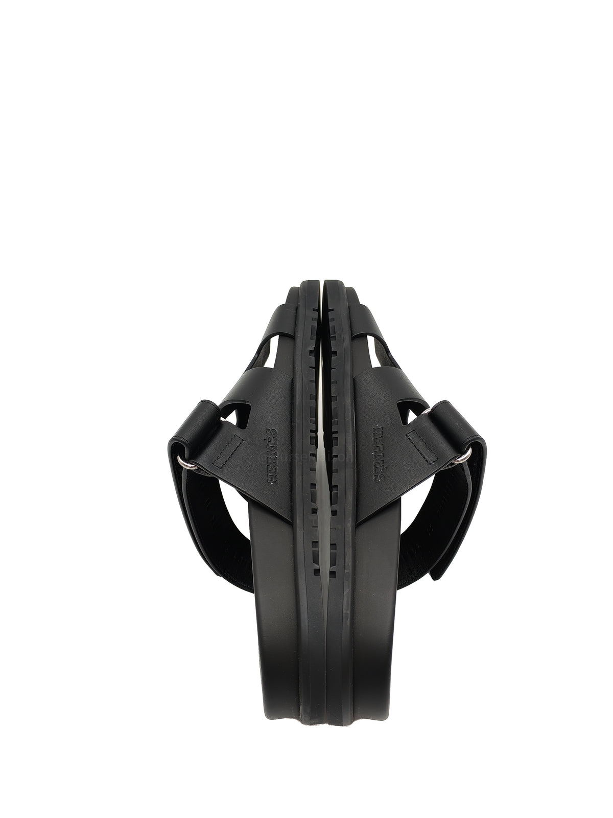 Hermes Chypre Sandals in Black/Noir Calfskin Leather Size 37 EU (24 cm) | Purse Maison Luxury Bags Shop