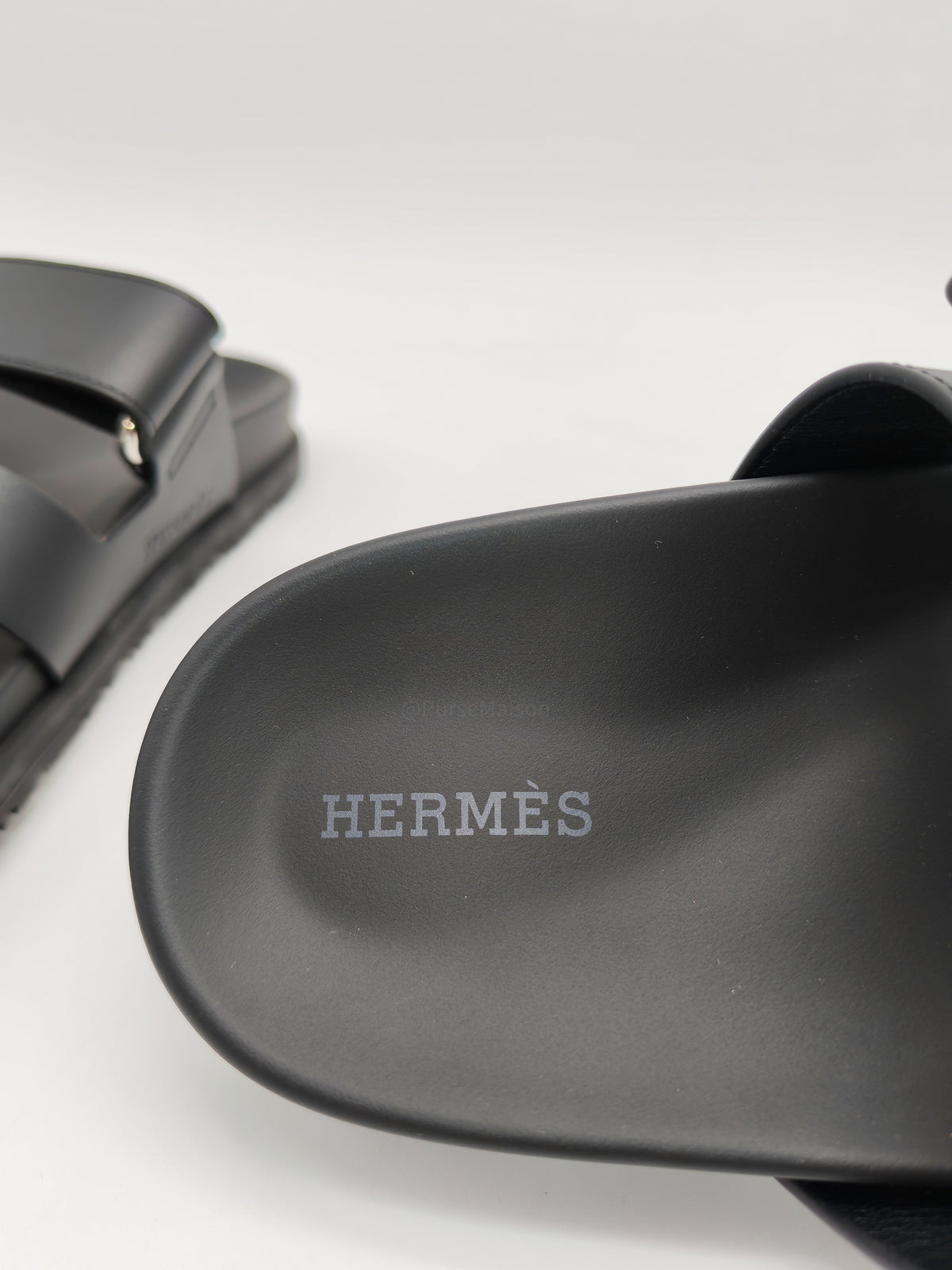Hermes Chypre Sandals in Black/Noir Calfskin Leather Size 37 EU (24 cm) | Purse Maison Luxury Bags Shop