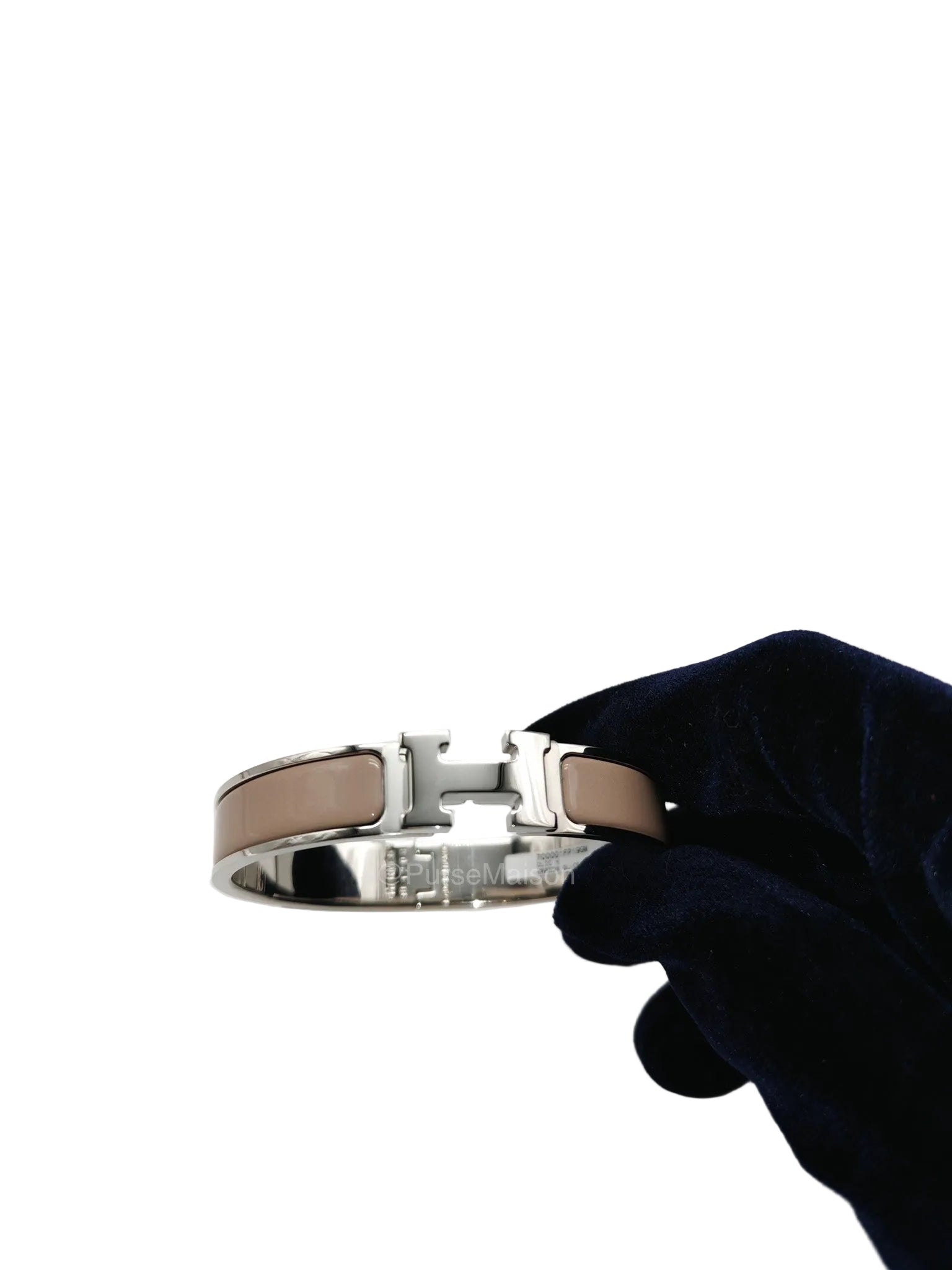 Hermes Clic H Bracelet GM in Marron Glacé Enamel Palladium Hardware | Purse Maison Luxury Bags Shop