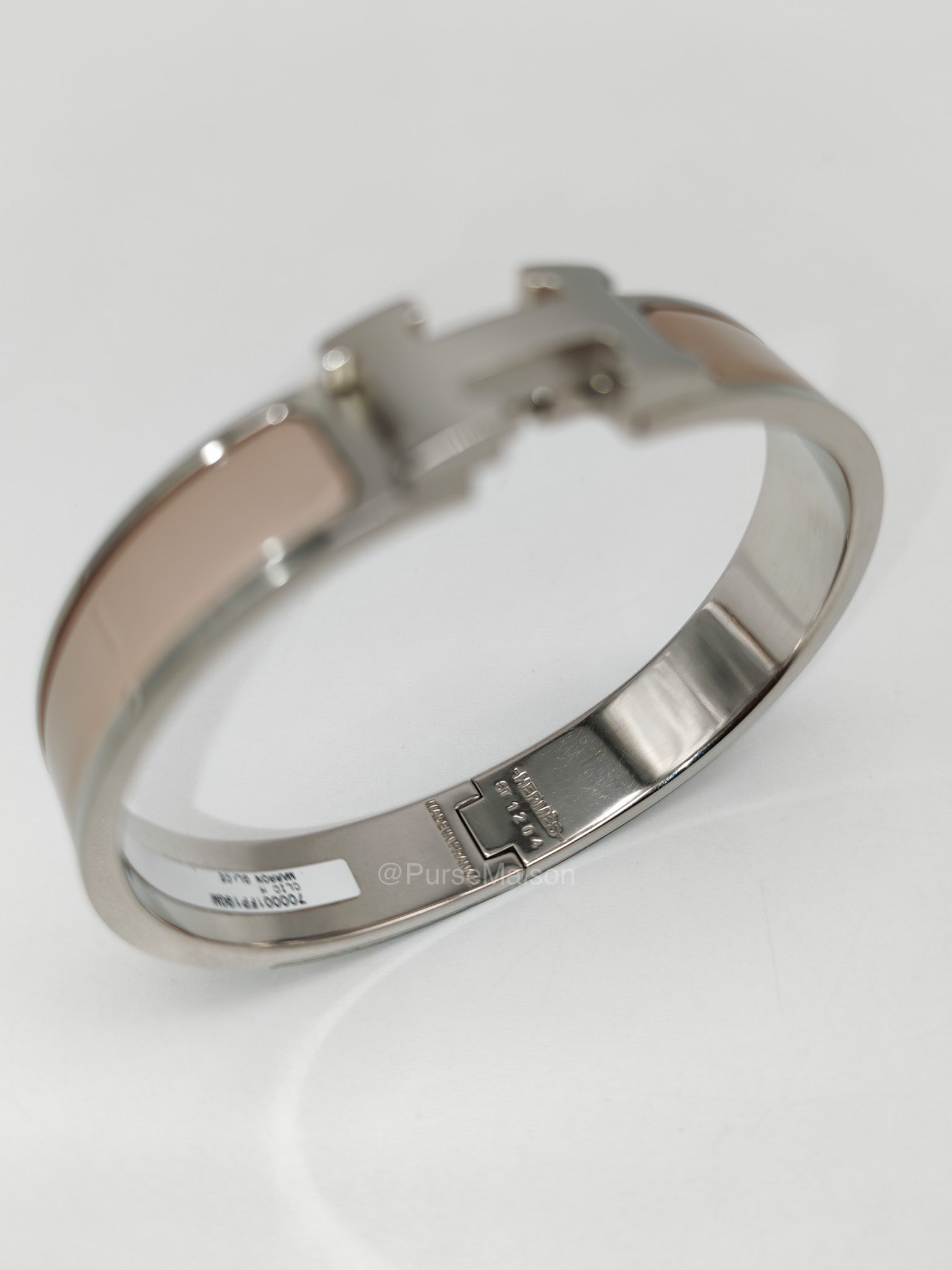 Hermes Clic H Bracelet GM in Marron Glacé Enamel Palladium Hardware | Purse Maison Luxury Bags Shop