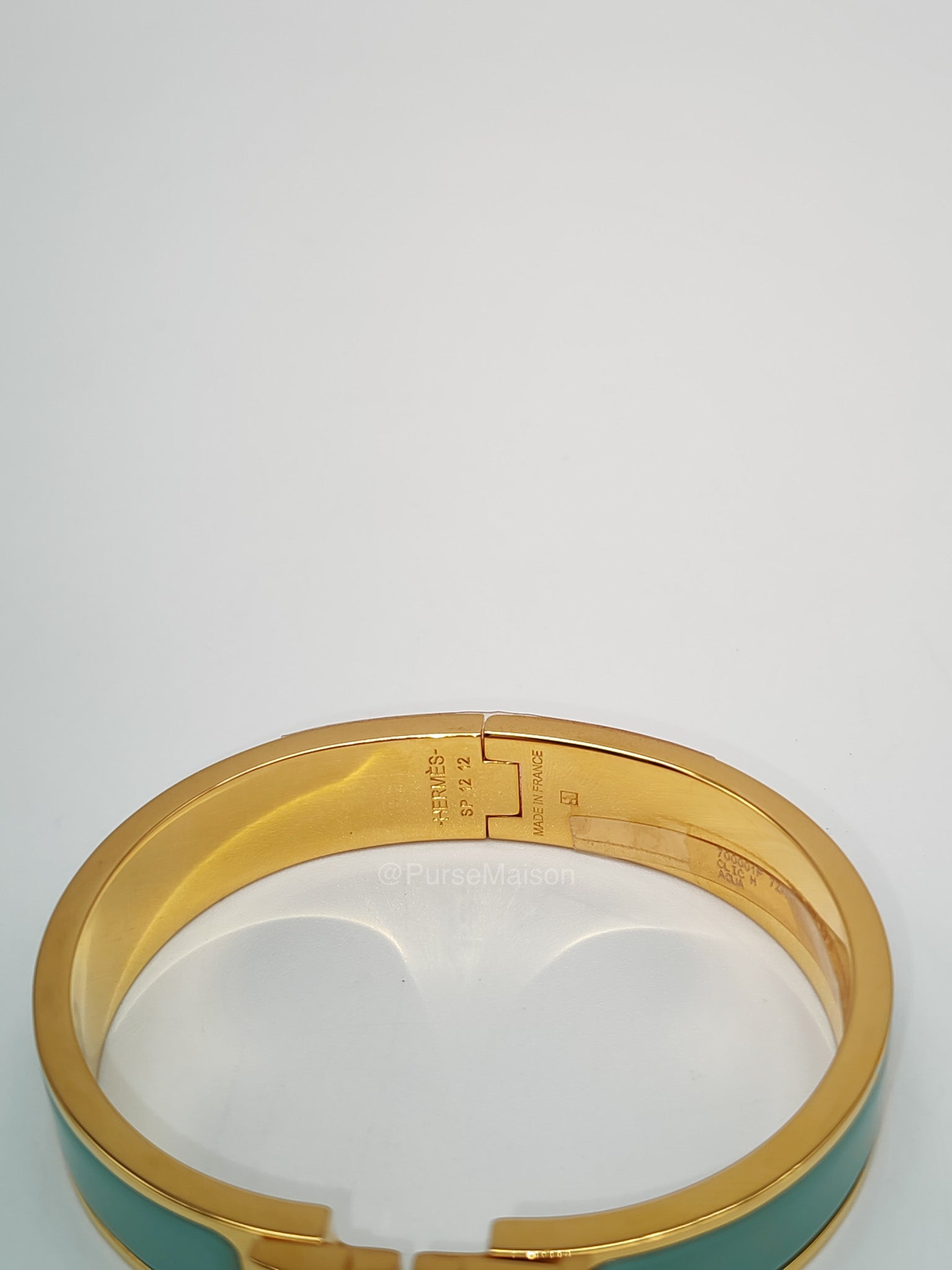 Hermes Clic H Bracelet PM in Vert Aqua Enamel Gold Hardware | Purse Maison Luxury Bags Shop