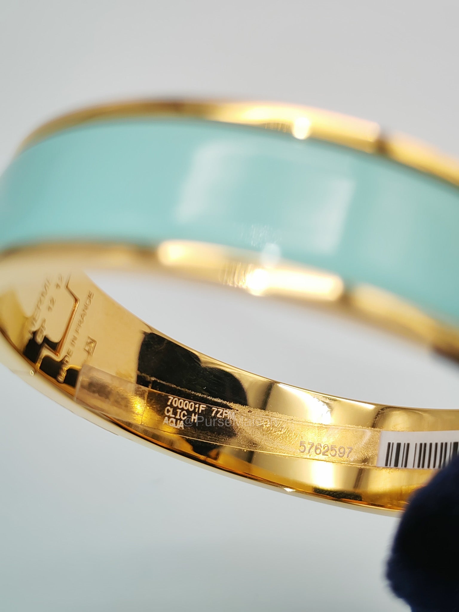 Hermes Clic H Bracelet PM in Vert Aqua Enamel Gold Hardware | Purse Maison Luxury Bags Shop