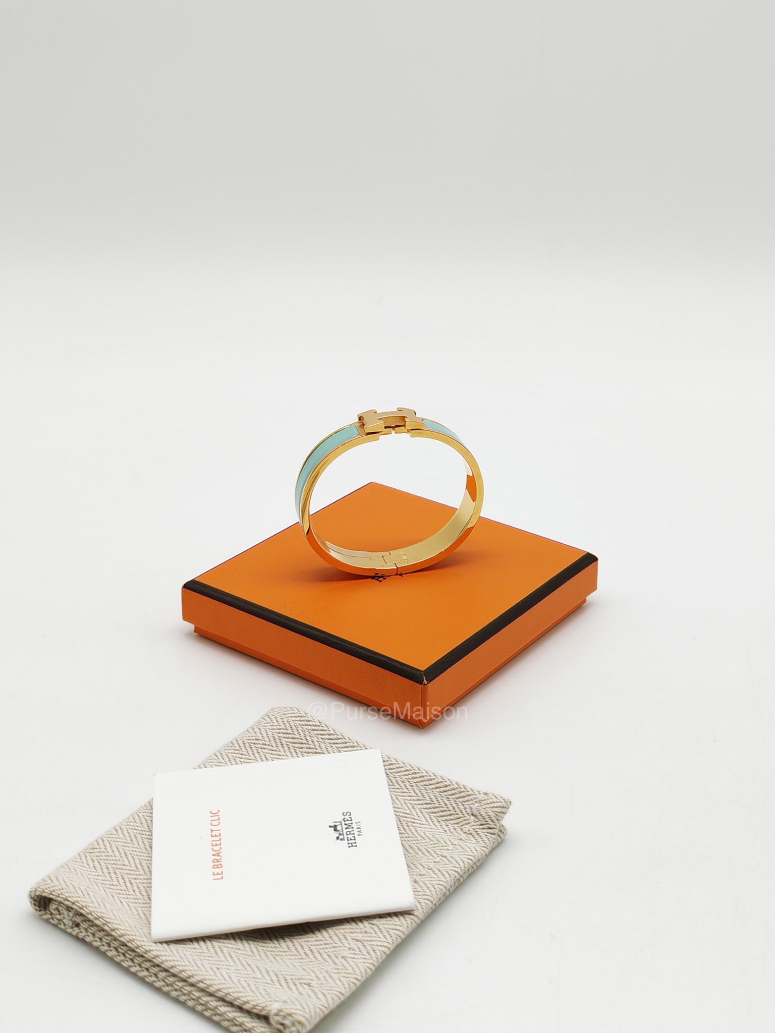 Hermes Clic H Bracelet PM in Vert Aqua Enamel Gold Hardware | Purse Maison Luxury Bags Shop