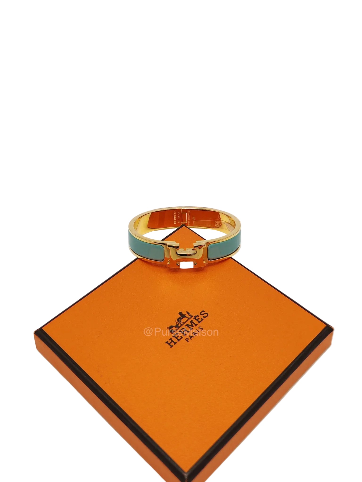 Hermes Clic H Bracelet PM in Vert Aqua Enamel Gold Hardware | Purse Maison Luxury Bags Shop