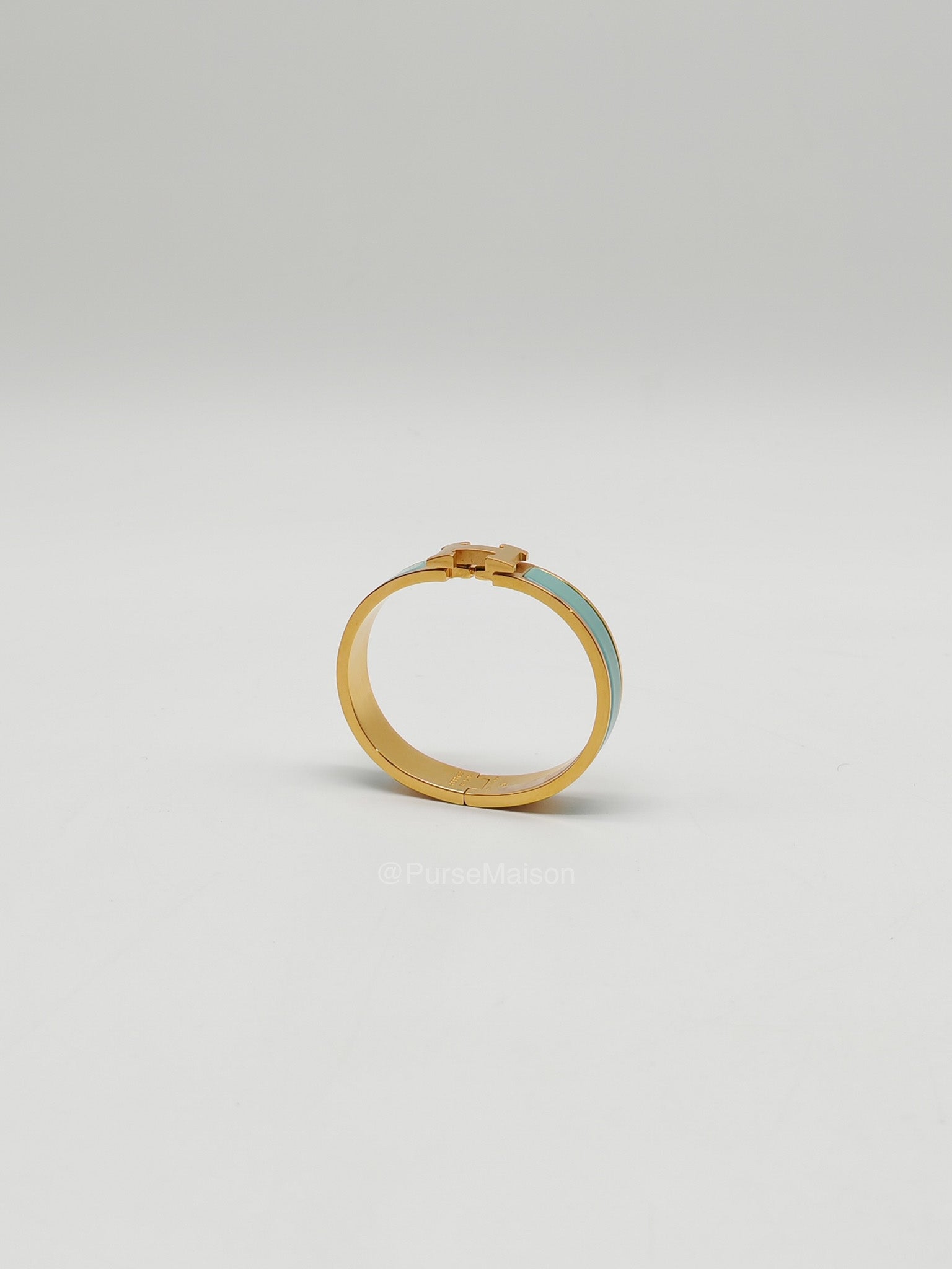 Hermes Clic H Bracelet PM in Vert Aqua Enamel Gold Hardware | Purse Maison Luxury Bags Shop