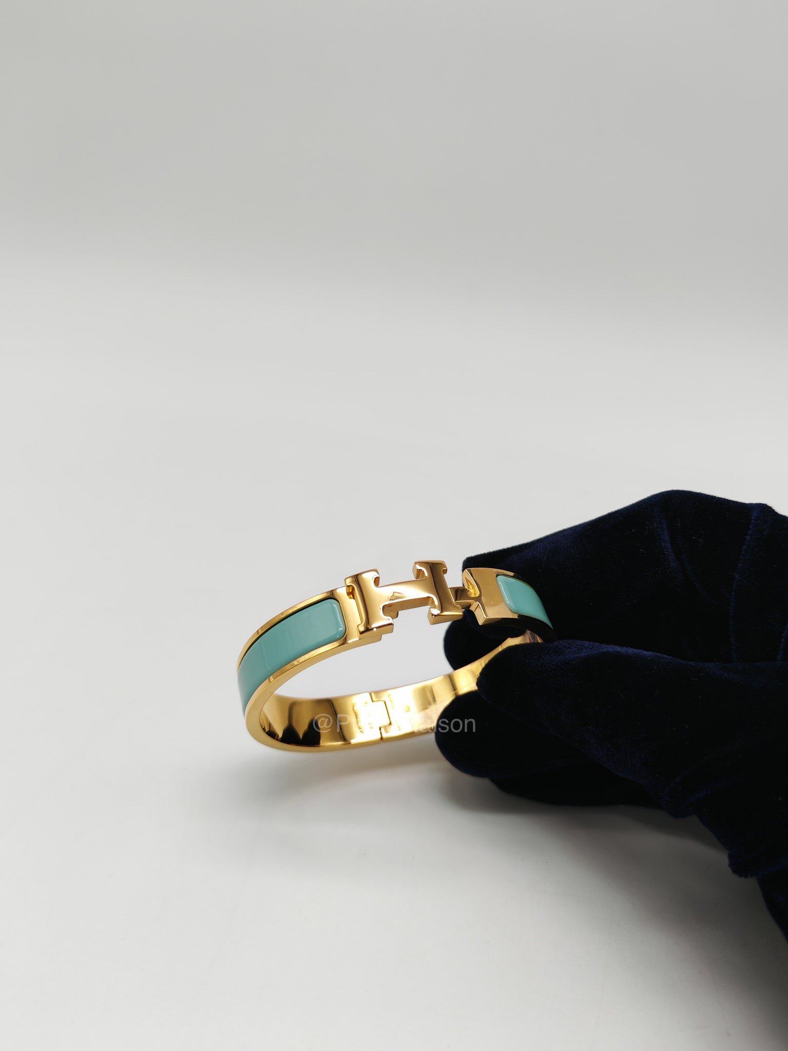 Hermes Clic H Bracelet PM in Vert Aqua Enamel Gold Hardware | Purse Maison Luxury Bags Shop