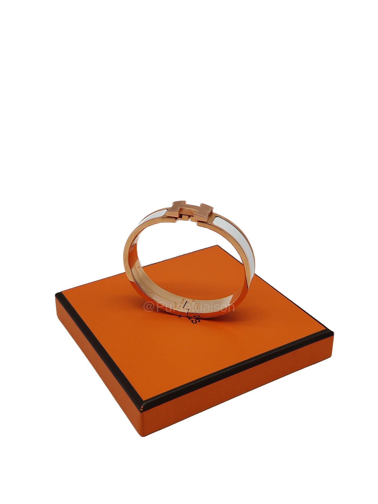 Hermes Clic H PM White Enamel Rosegold Hardware Bracelet | Purse Maison Luxury Bags Shop