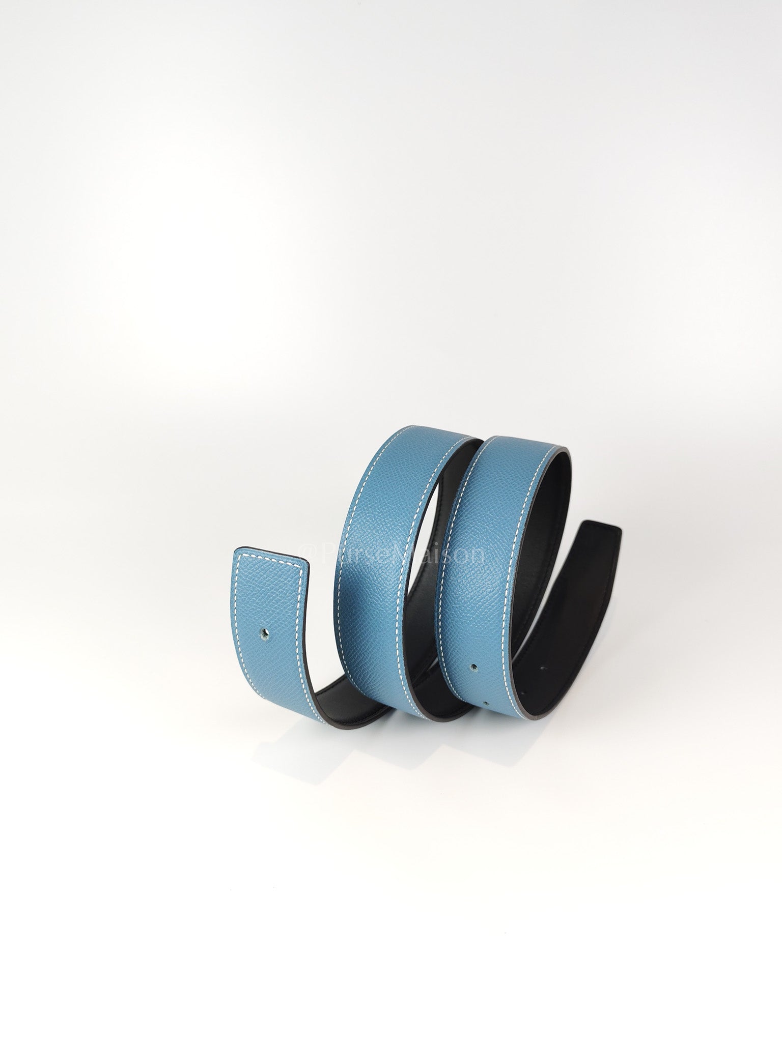 Collier de Chien (CDG) Belt In Blue Jean/Noir and Palladium Hardware Reversible Belt Size 90 Stamp T (2015) | Purse Maison Luxury Bags Shop