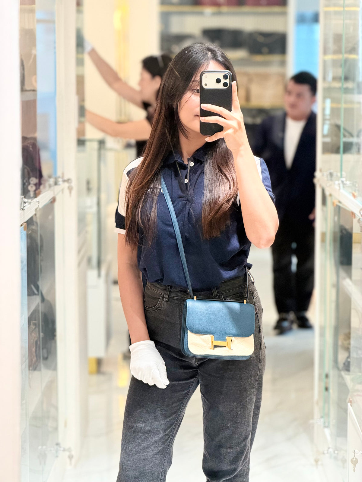 Hermes Constance 18 Mini in Bleu Thalassa Epsom Leather Gold Hardware Stamp W (2024) | Purse Maison Luxury Bags Shop