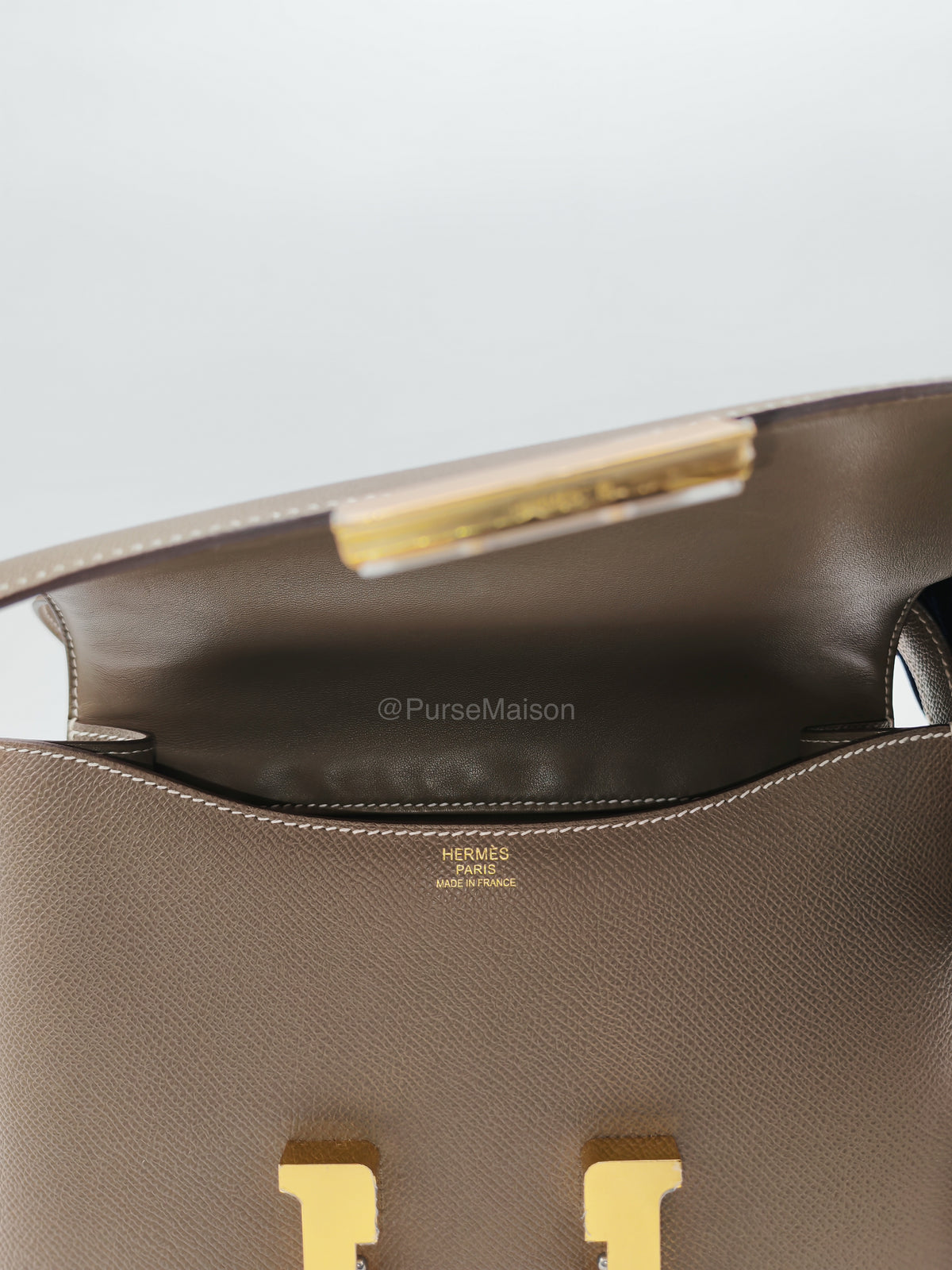 Hermes Constance 24 in Etoupe Epsom Leather and Gold Hardware Stamp U (2022) | Purse Maison Luxury Bags Shop