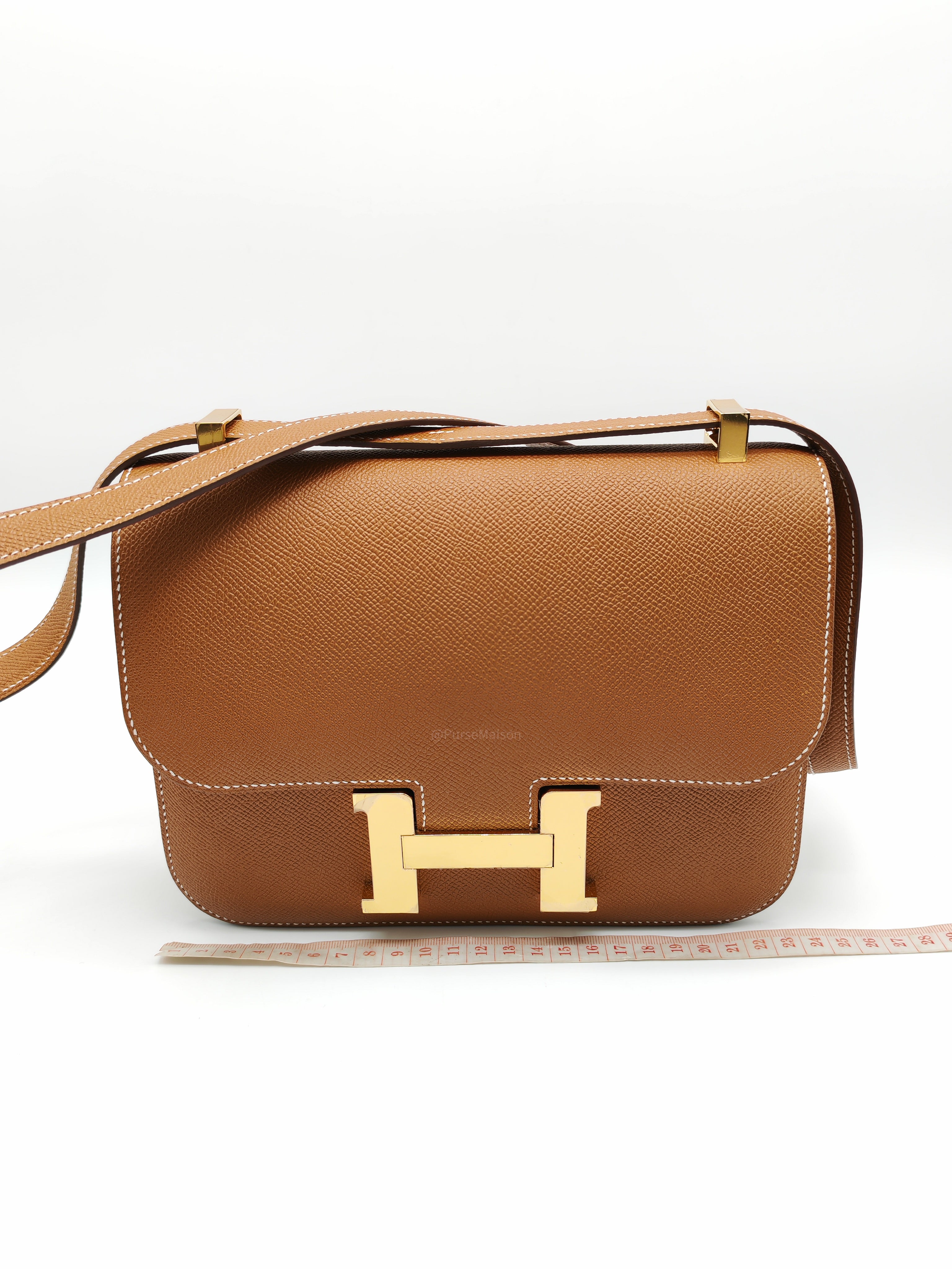 Hermes Constance 24 in Gold Epsom Leather and Gold Hardware Stamp U (2022) | Purse Maison Luxury Bags Shop