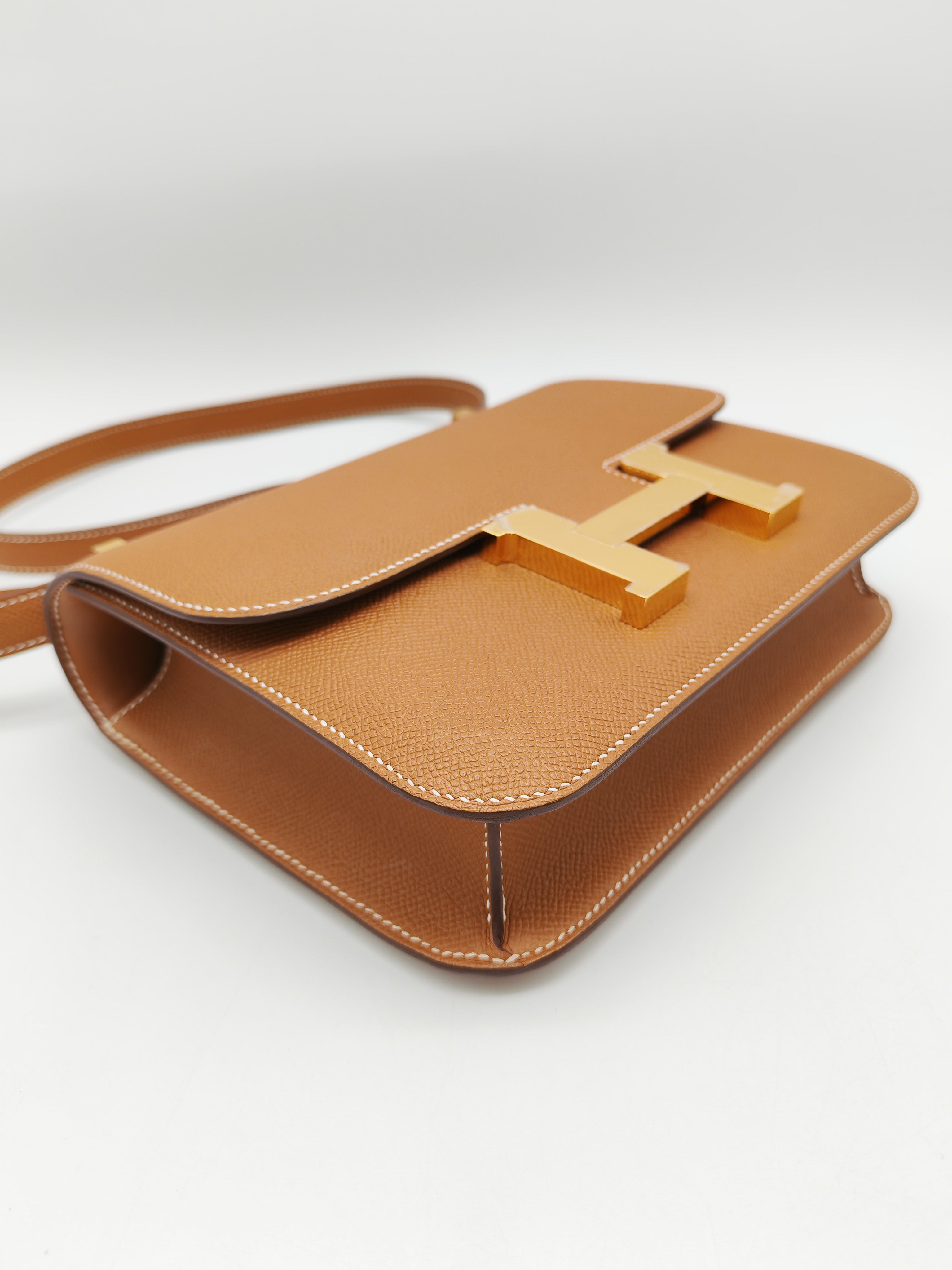 Hermes Constance 24 in Gold Epsom Leather and Gold Hardware Stamp U (2022) | Purse Maison Luxury Bags Shop