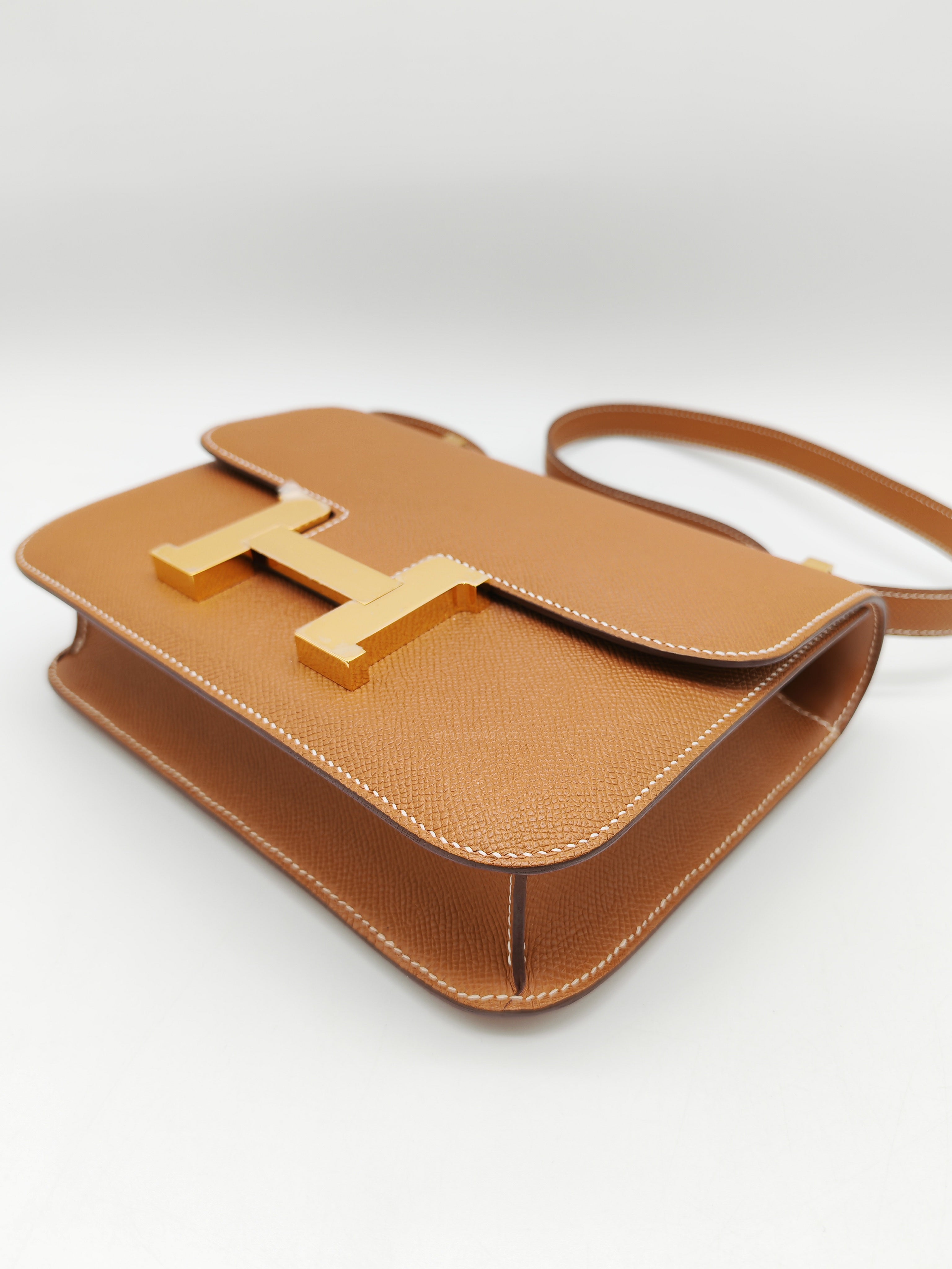 Hermes Constance 24 in Gold Epsom Leather and Gold Hardware Stamp U (2022) | Purse Maison Luxury Bags Shop
