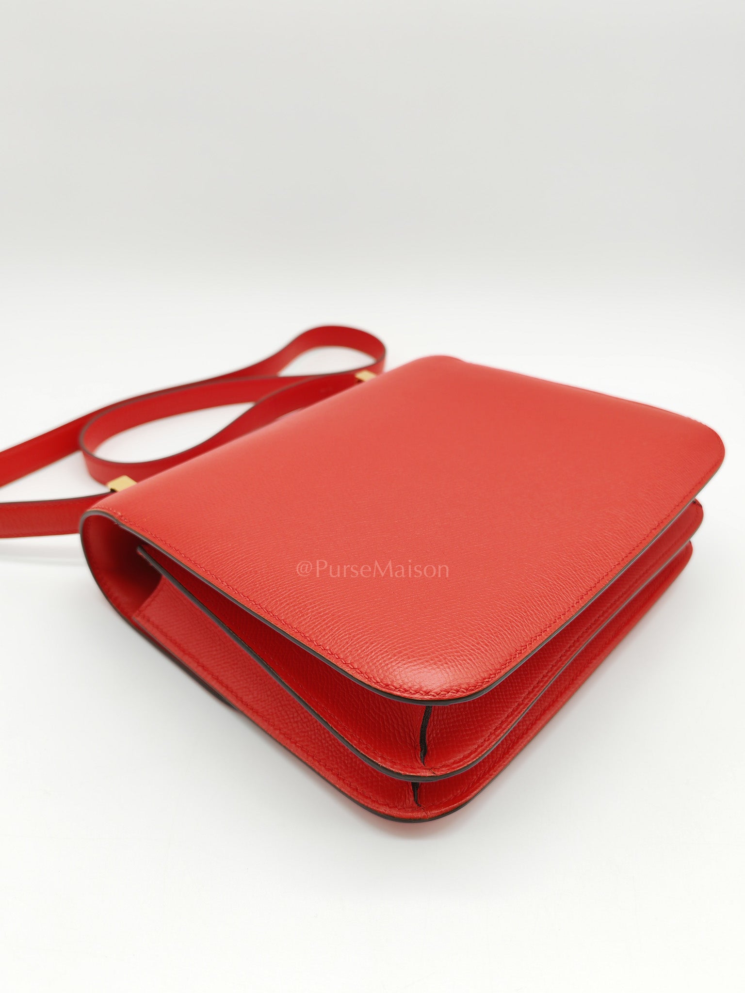 Constance 24 in Red Epsom Leather and Gold Hardware Stamp D(2019) | Purse Maison Luxury Bags Shop