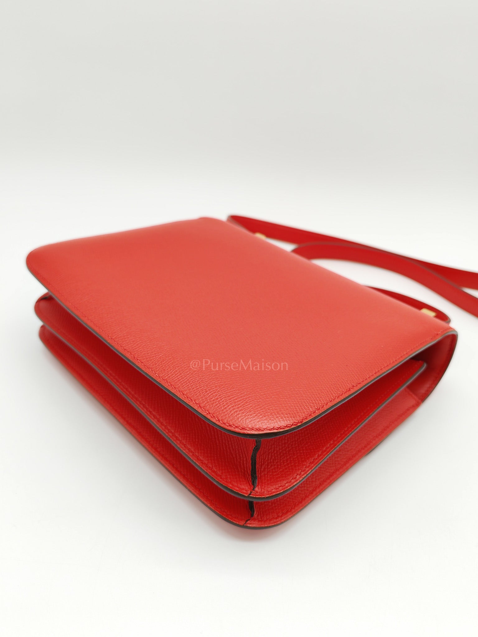 Constance 24 in Red Epsom Leather and Gold Hardware Stamp D(2019) | Purse Maison Luxury Bags Shop