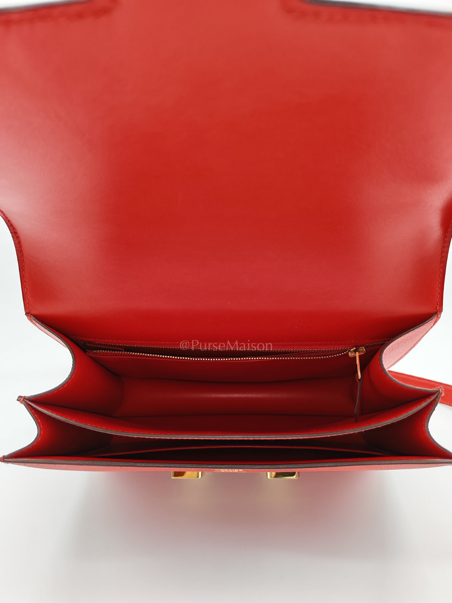 Constance 24 in Red Epsom Leather and Gold Hardware Stamp D(2019) | Purse Maison Luxury Bags Shop