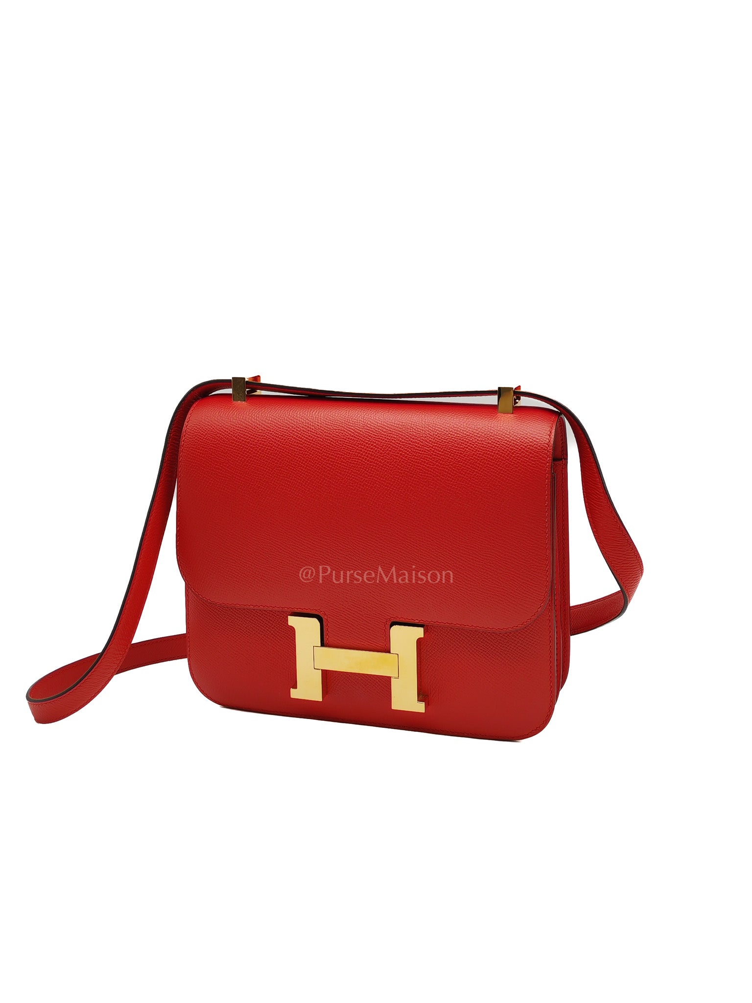 Constance 24 in Red Epsom Leather and Gold Hardware Stamp D(2019) | Purse Maison Luxury Bags Shop