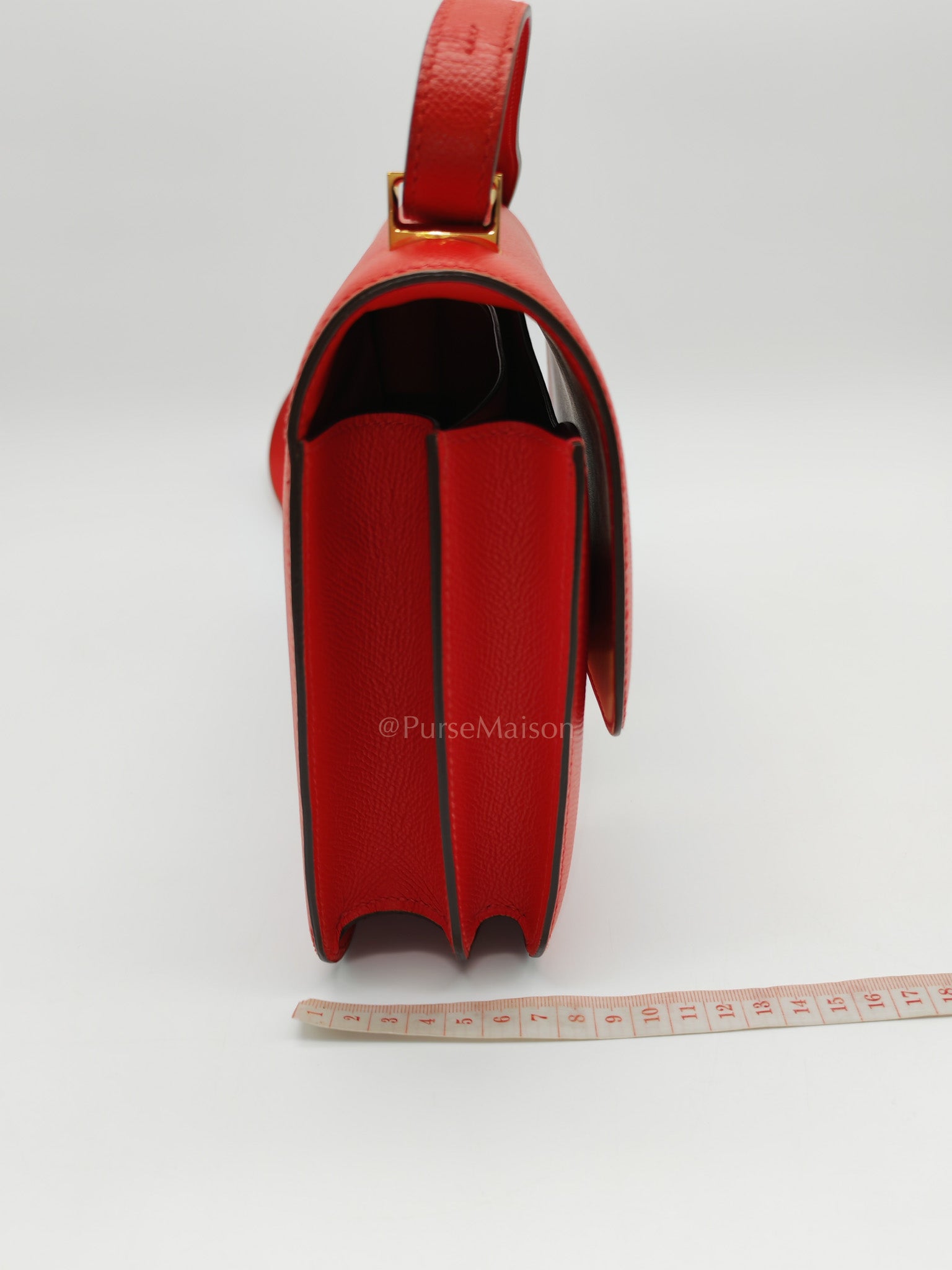 Constance 24 in Red Epsom Leather and Gold Hardware Stamp D(2019) | Purse Maison Luxury Bags Shop