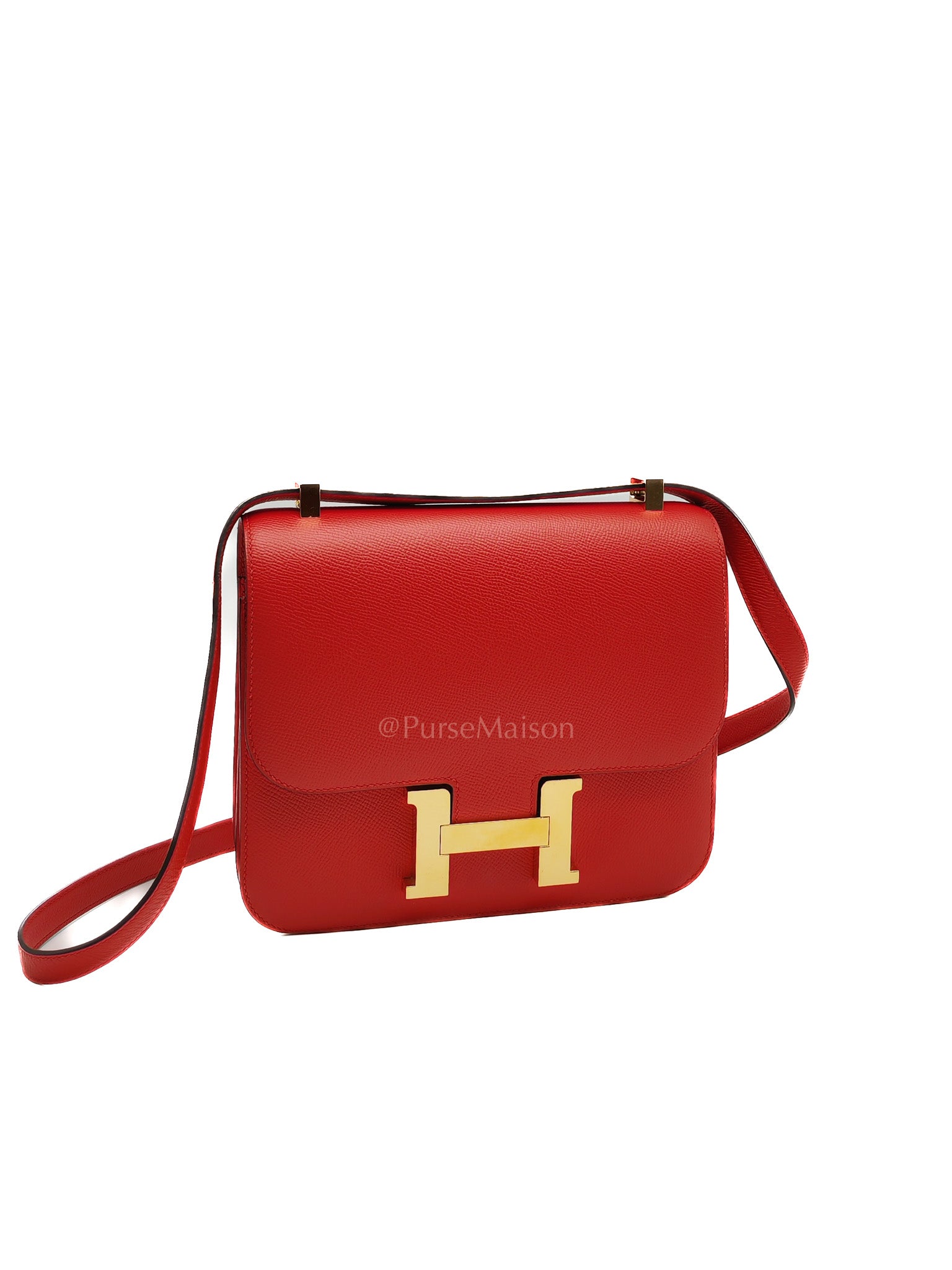 Constance 24 in Red Epsom Leather and Gold Hardware Stamp D(2019) | Purse Maison Luxury Bags Shop