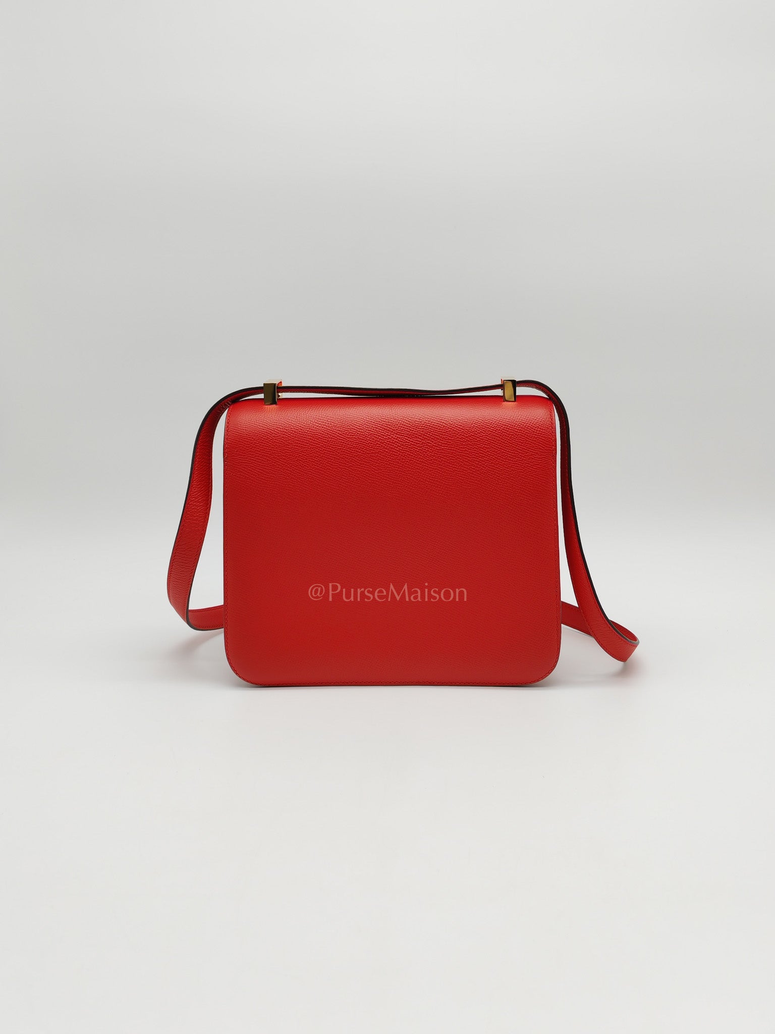 Constance 24 in Red Epsom Leather and Gold Hardware Stamp D(2019) | Purse Maison Luxury Bags Shop