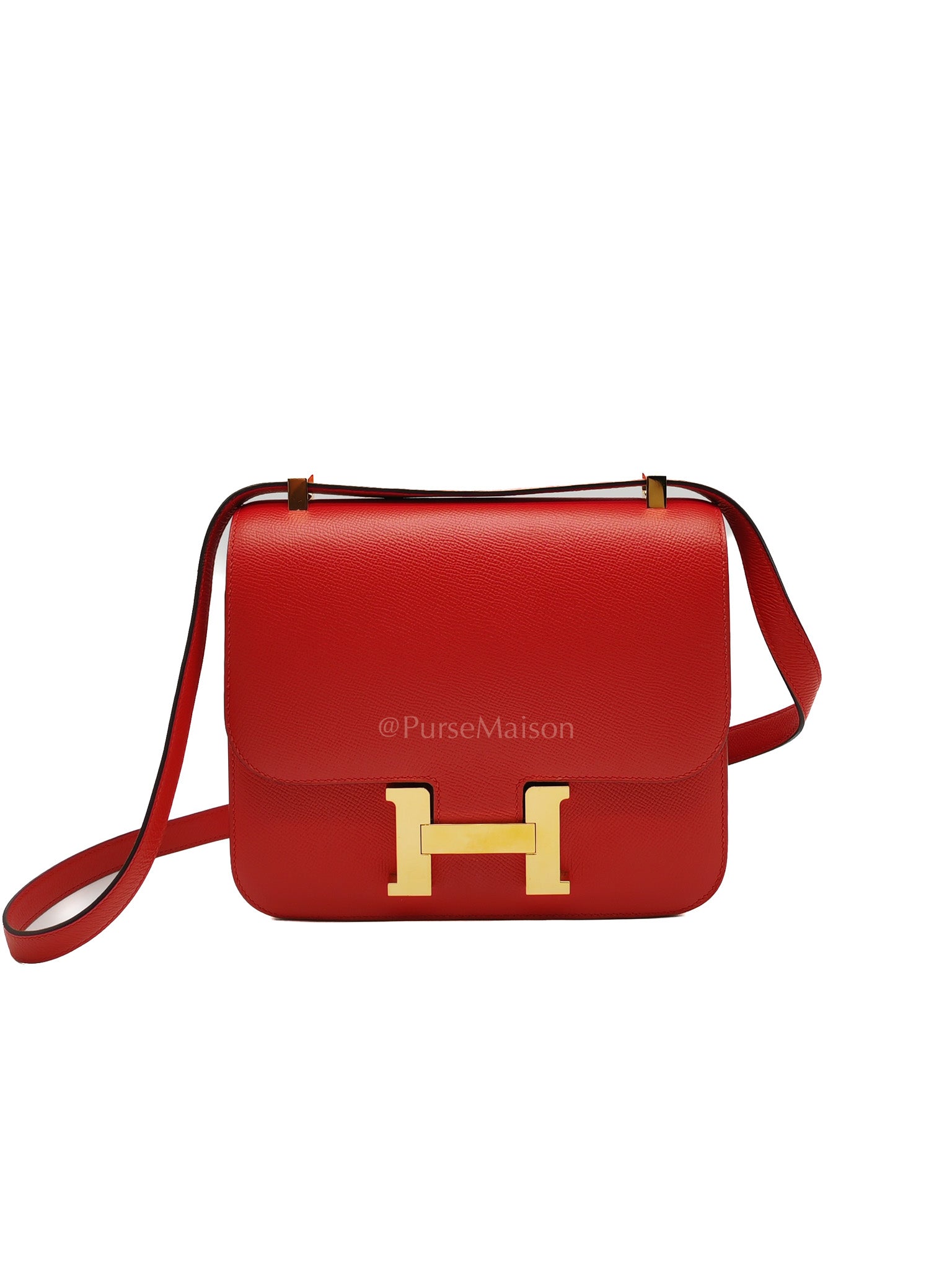 Constance 24 in Red Epsom Leather and Gold Hardware Stamp D(2019) | Purse Maison Luxury Bags Shop