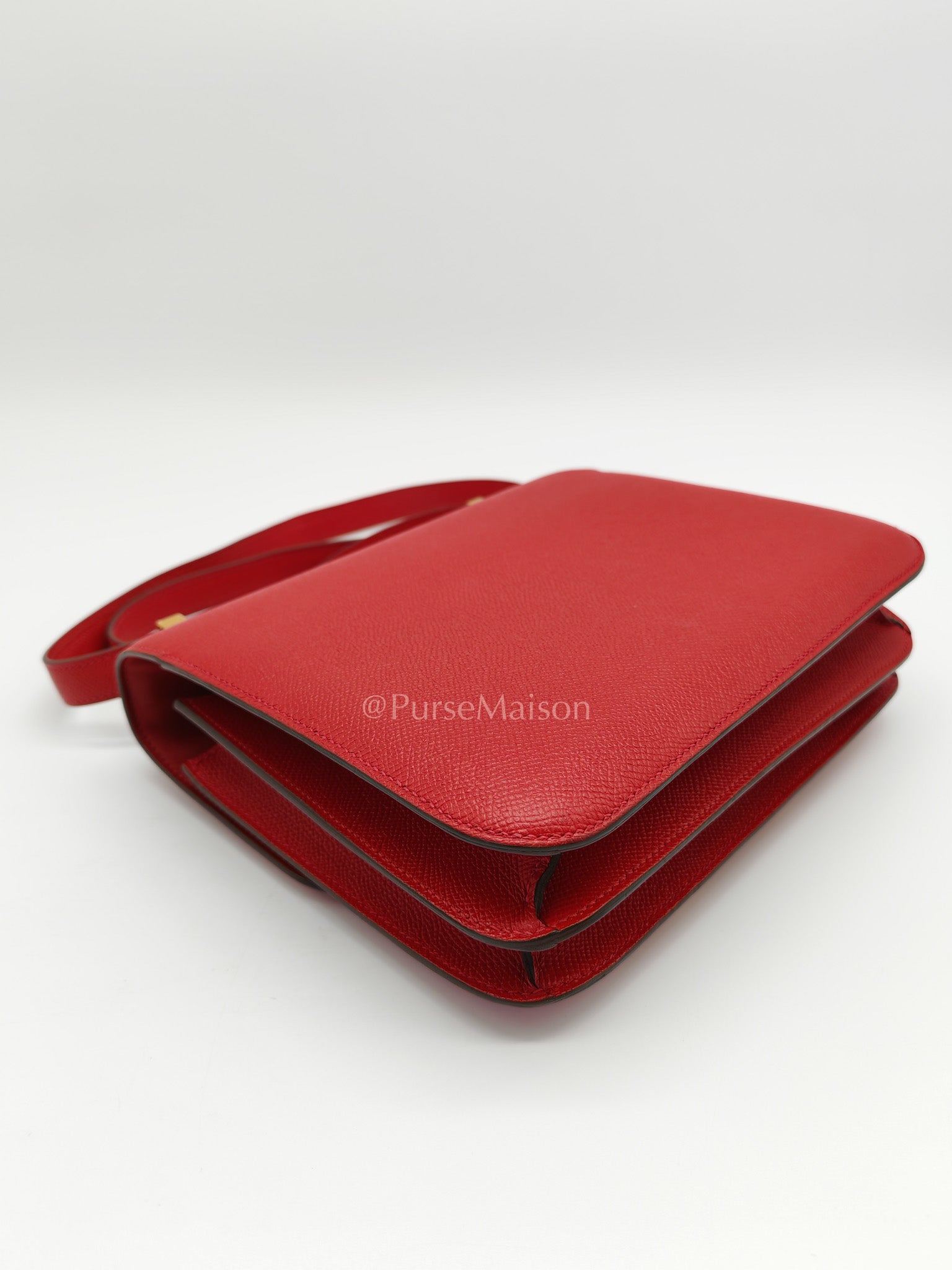 Constance 24 in Red Epsom Leather and Gold Hardware Stamp X (2016) | Purse Maison Luxury Bags Shop