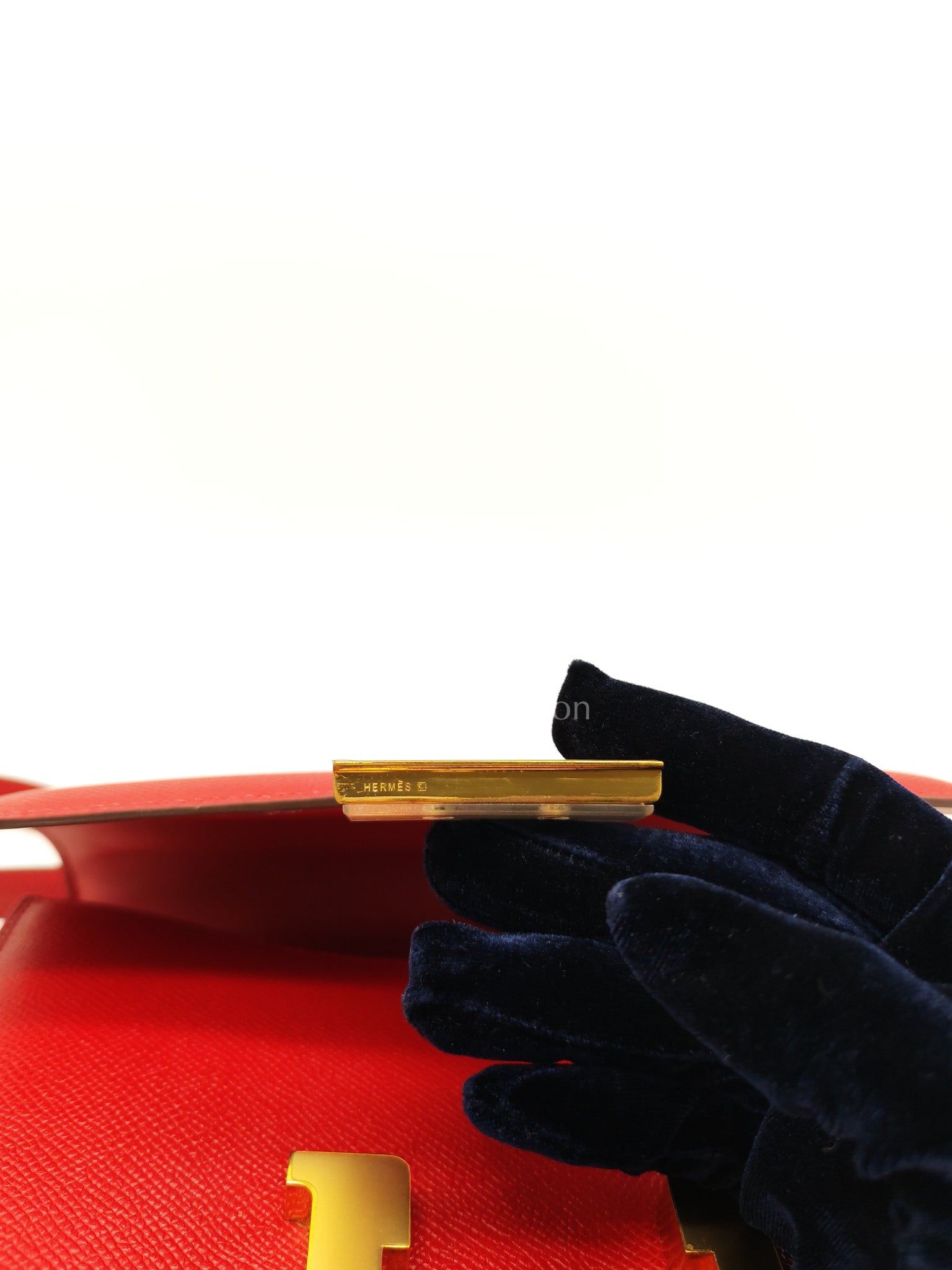 Constance 24 in Red Epsom Leather and Gold Hardware Stamp X (2016) | Purse Maison Luxury Bags Shop
