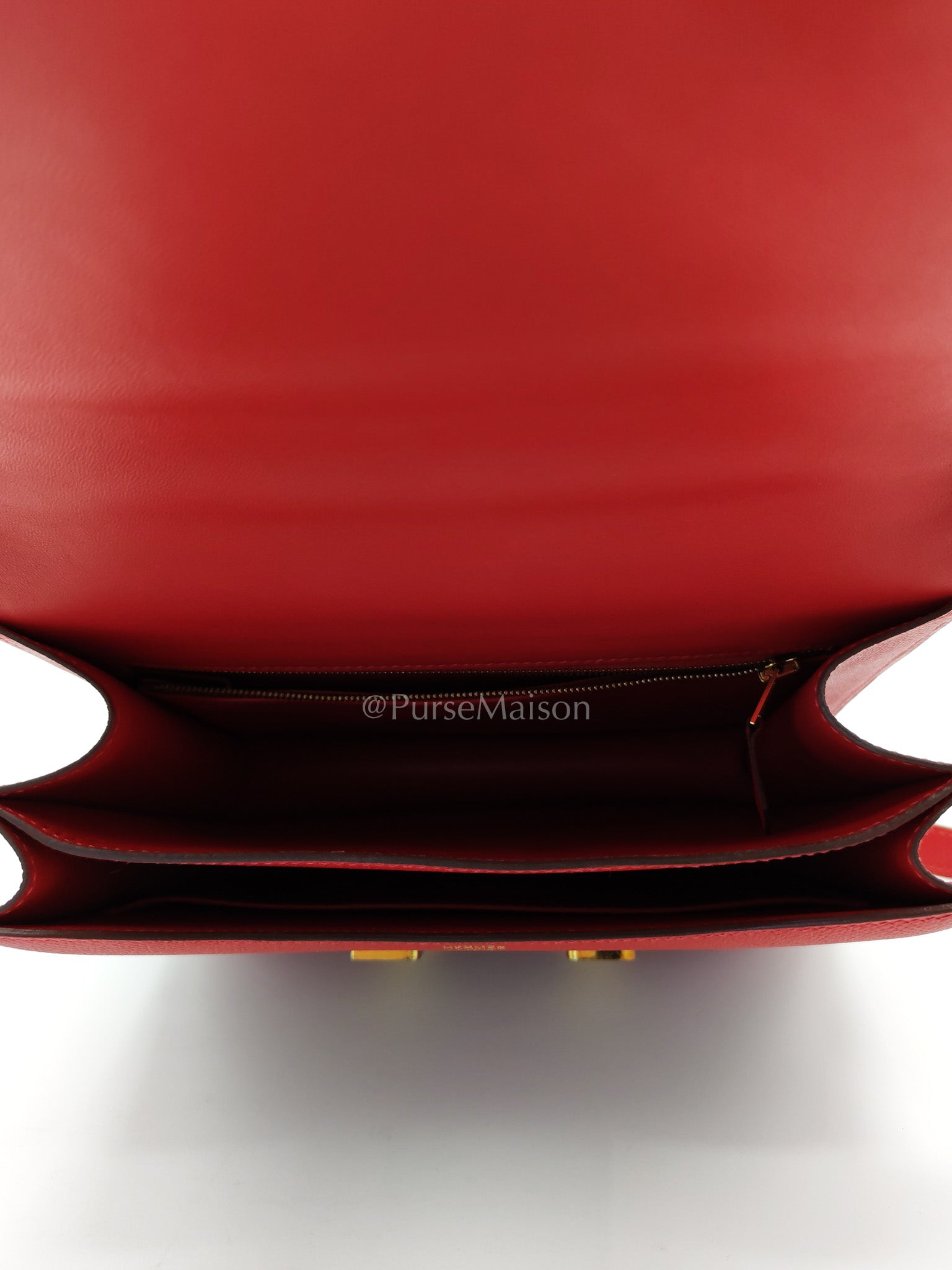 Constance 24 in Red Epsom Leather and Gold Hardware Stamp X (2016) | Purse Maison Luxury Bags Shop
