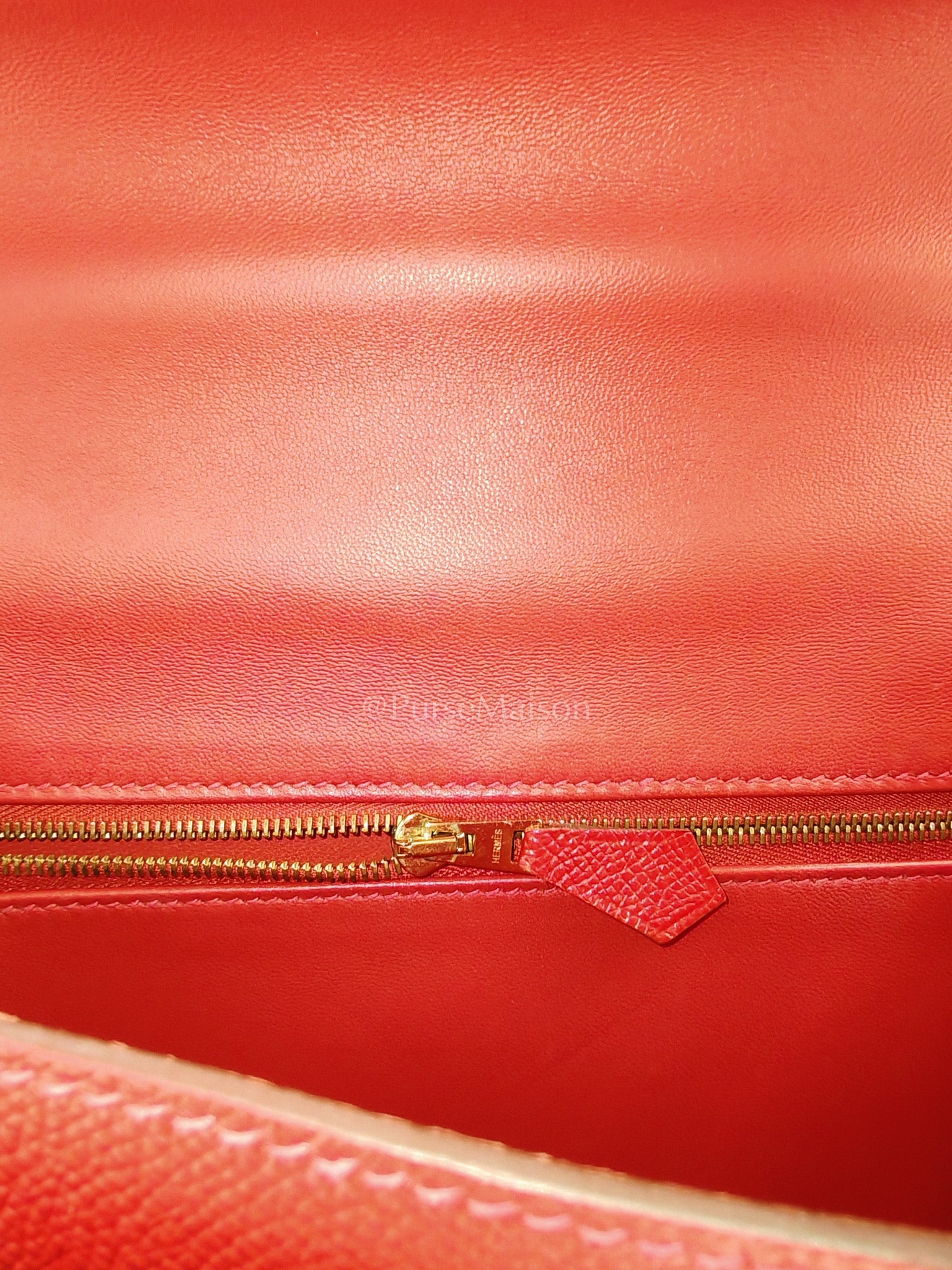 Constance 24 in Red Epsom Leather and Gold Hardware Stamp X (2016) | Purse Maison Luxury Bags Shop