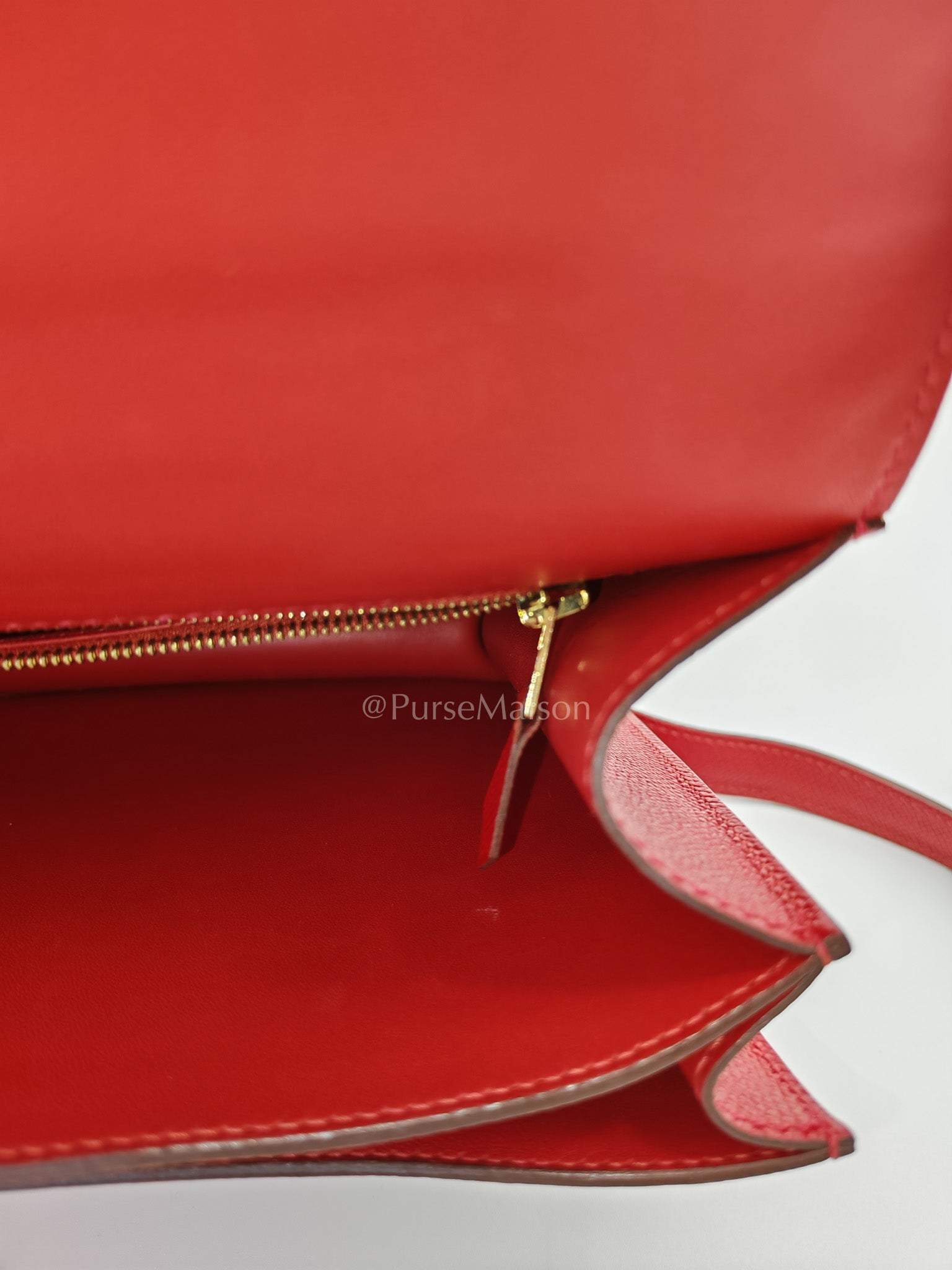 Constance 24 in Red Epsom Leather and Gold Hardware Stamp X (2016) | Purse Maison Luxury Bags Shop