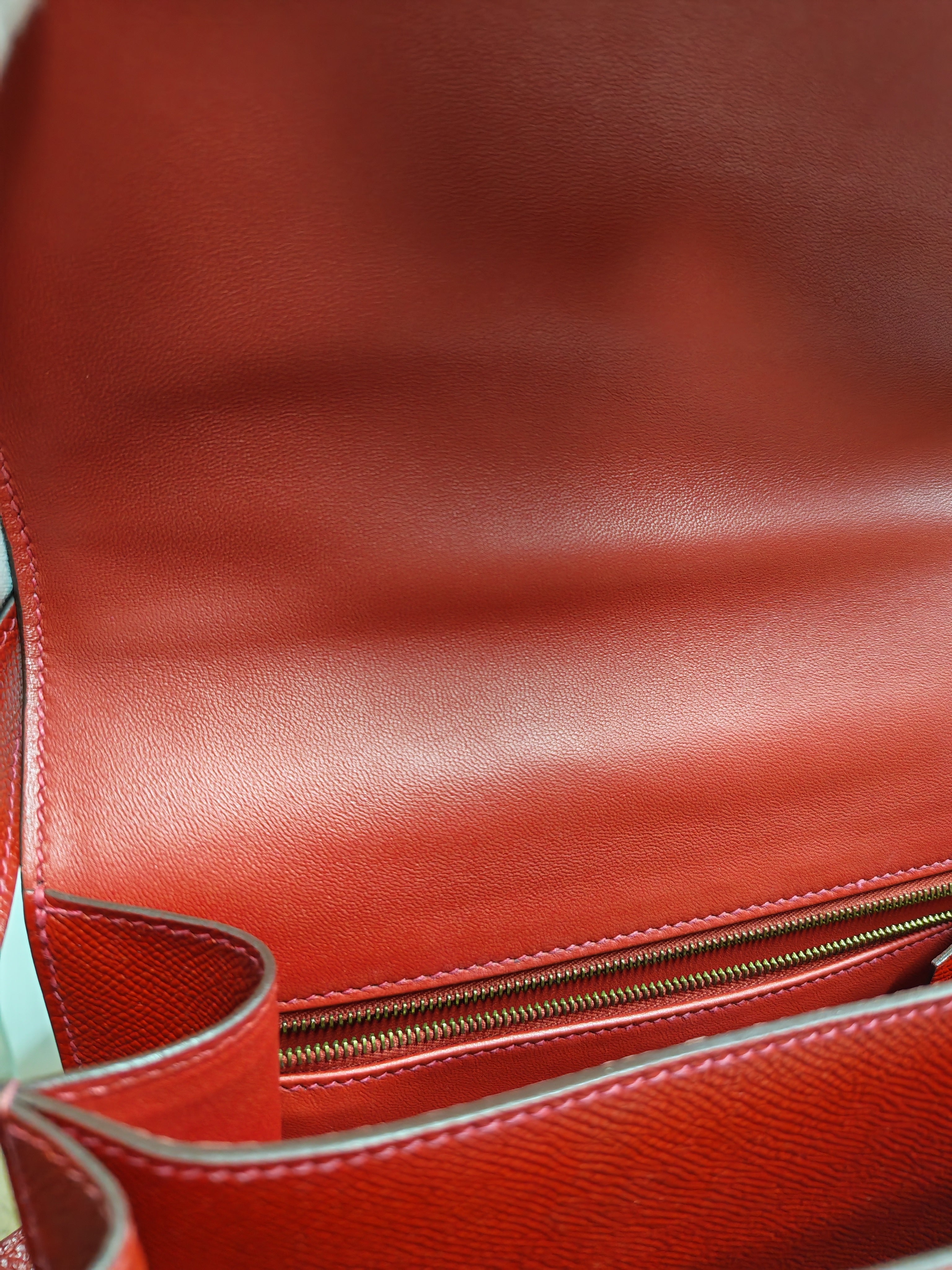 Constance 24 in Red Epsom Leather and Gold Hardware Stamp X (2016) | Purse Maison Luxury Bags Shop