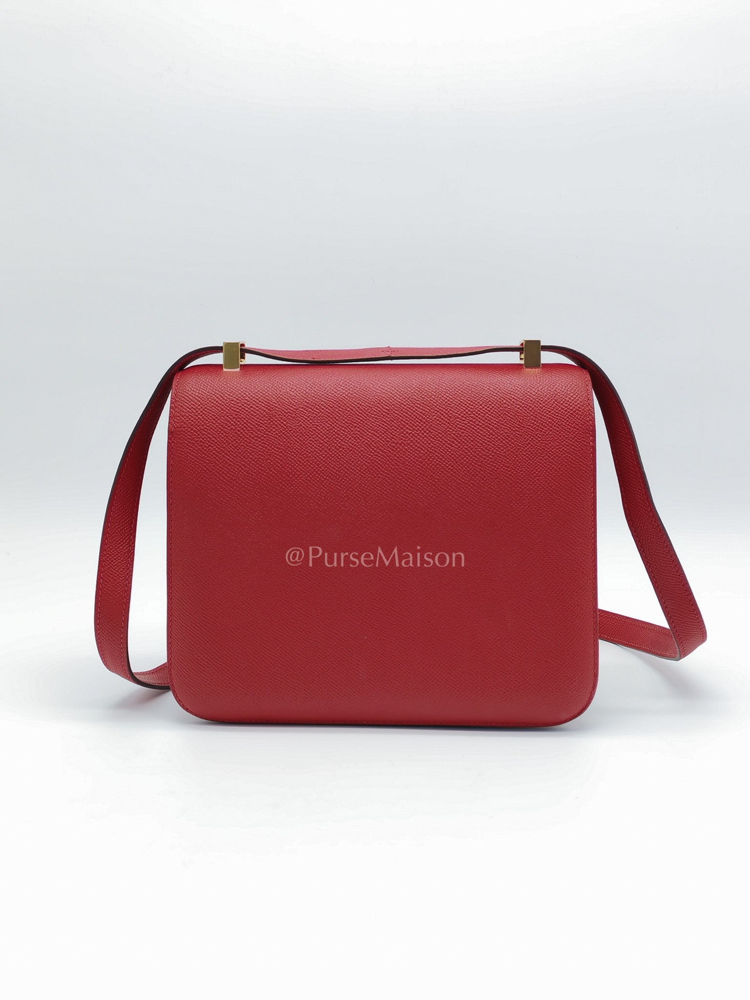 Constance 24 in Red Epsom Leather and Gold Hardware Stamp X (2016) | Purse Maison Luxury Bags Shop