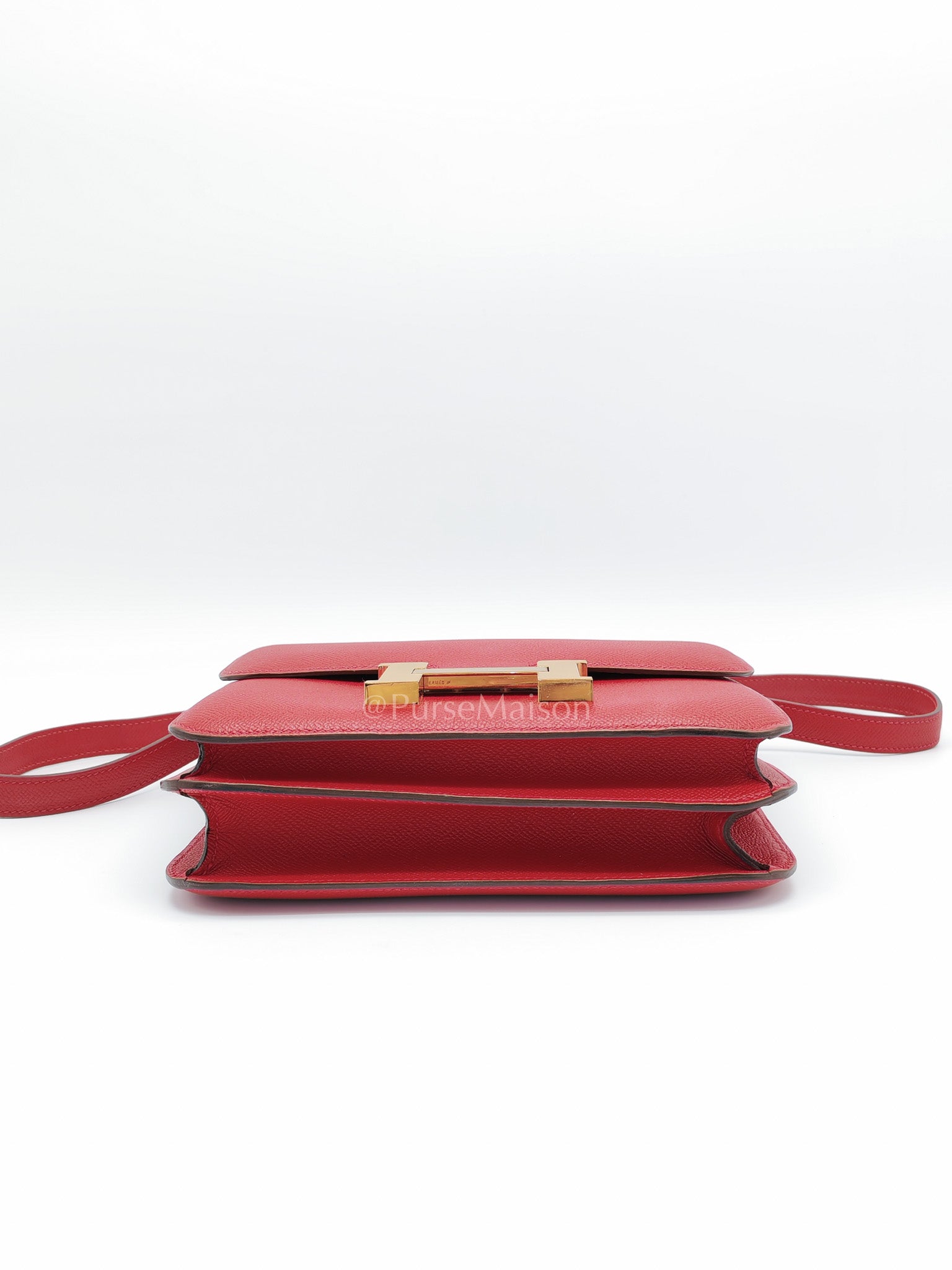 Constance 24 in Red Epsom Leather and Gold Hardware Stamp X (2016) | Purse Maison Luxury Bags Shop