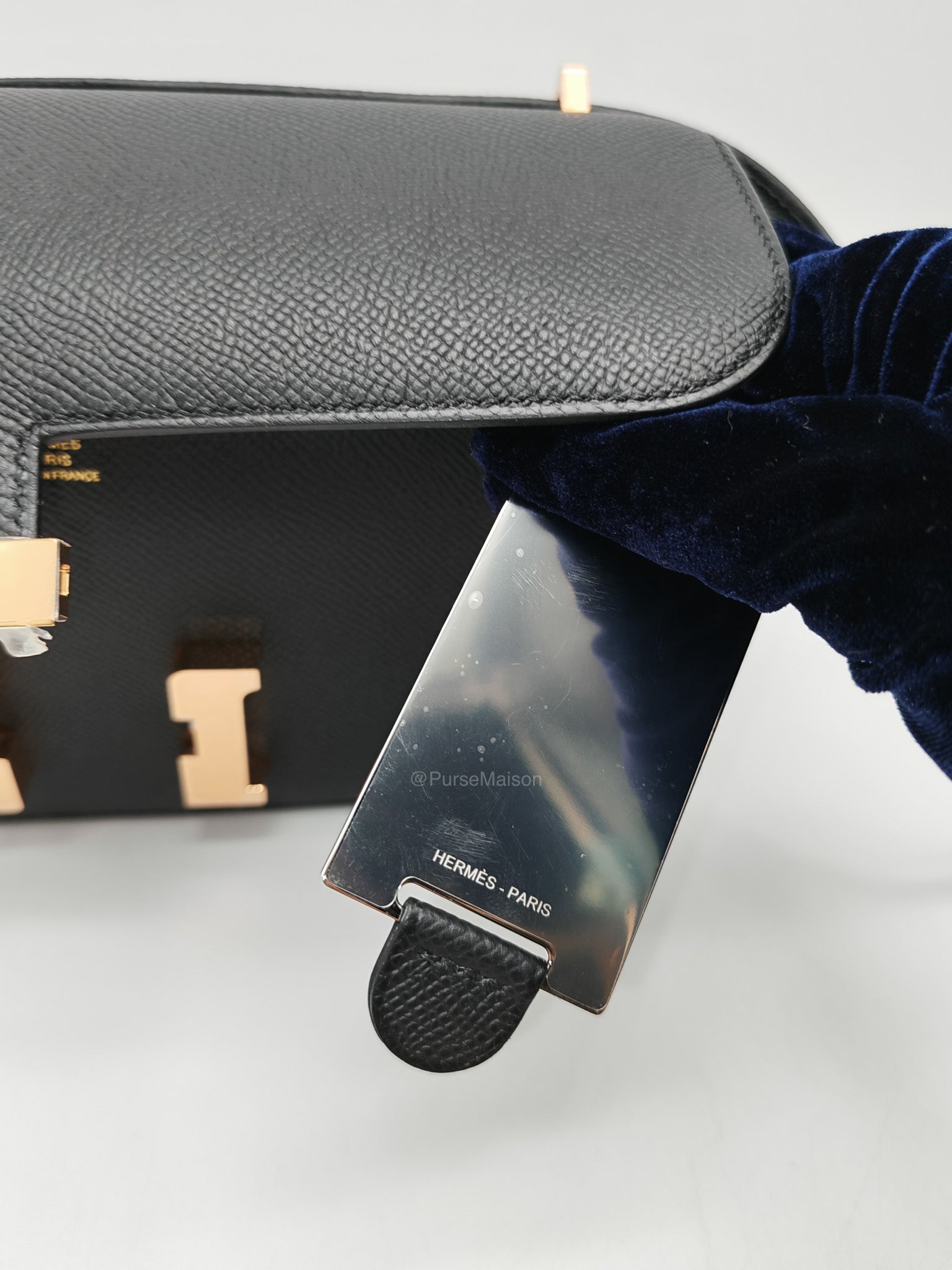 Hermes Constance Elan in Black Epsom Leather Rose Gold Hardware Stamp K(2025) | Purse Maison Luxury Bags Shop