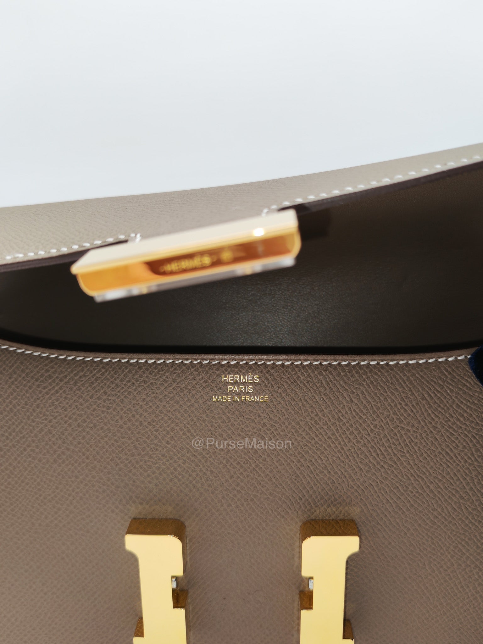 Hermes Constance Elan in Etoupe Epsom Leather and Gold Hardware Stamp B (2023) | Purse Maison Luxury Bags Shop