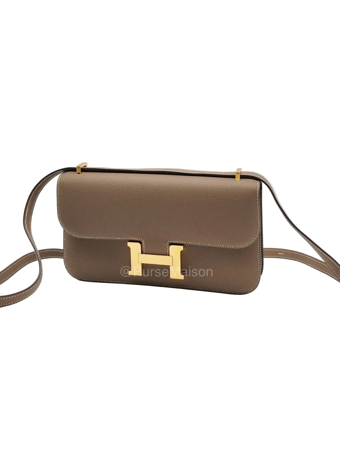 Hermes Constance Elan in Etoupe Epsom Leather and Gold Hardware Stamp B (2023) | Purse Maison Luxury Bags Shop