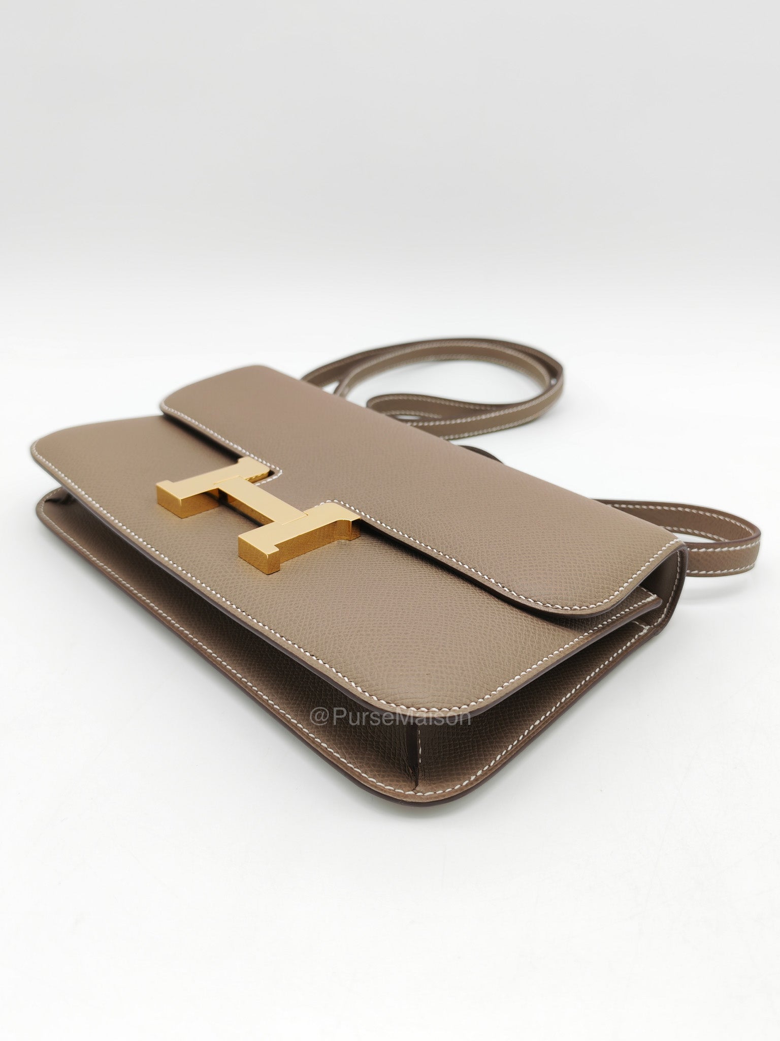 Hermes Constance Elan in Etoupe Epsom Leather and Gold Hardware Stamp B (2023) | Purse Maison Luxury Bags Shop