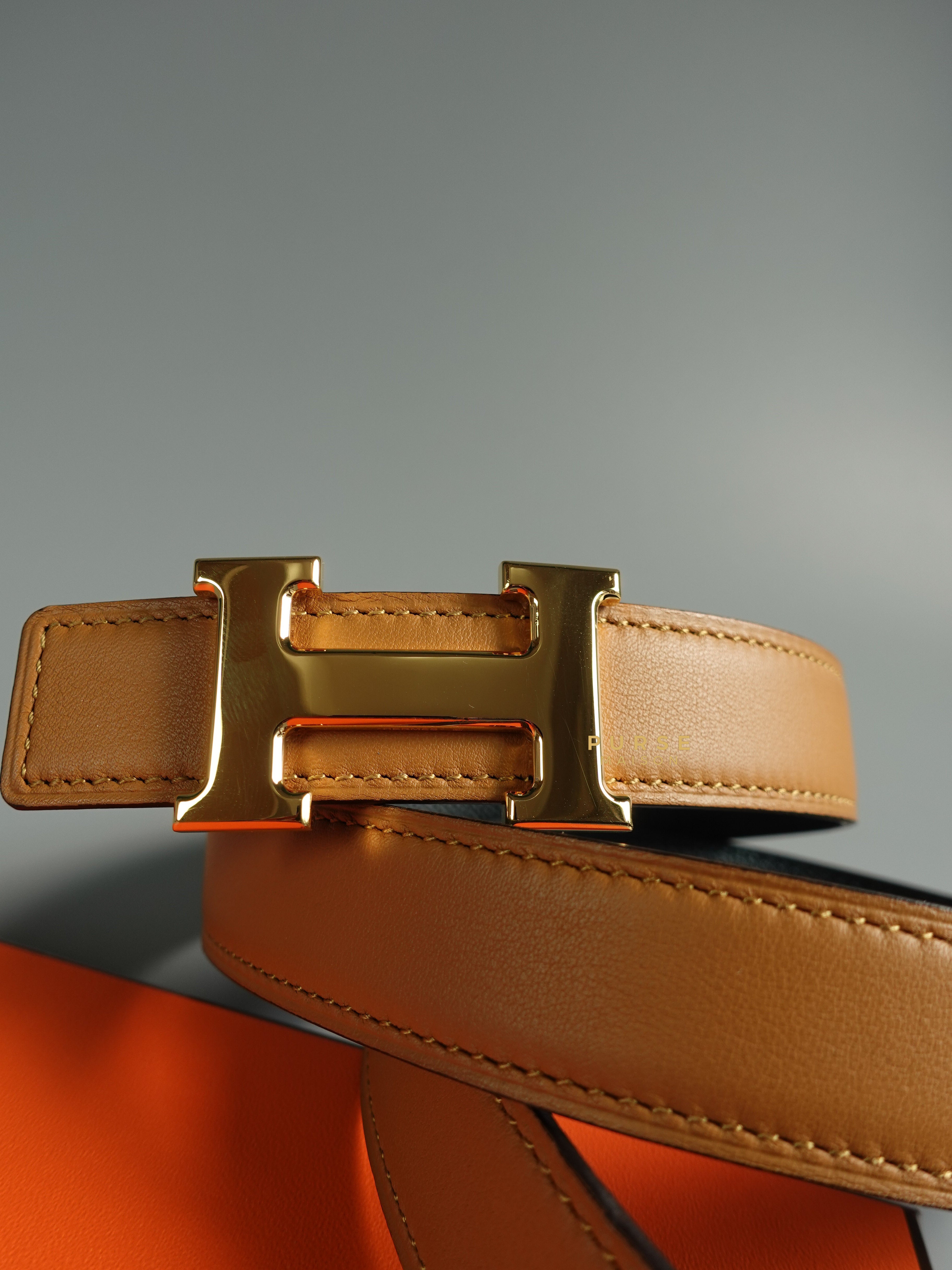 Hermes Constance H Buckle Gold and Reversible Leather Belt (75cm) Stamp B | Purse Maison Luxury Bags Shop